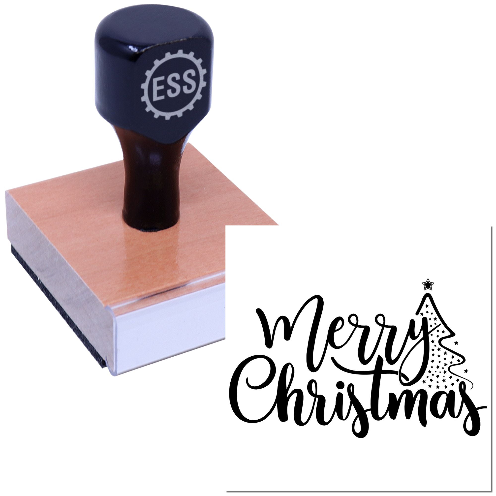 Whimsical Christmas Tree Journaling Rubber Stamp