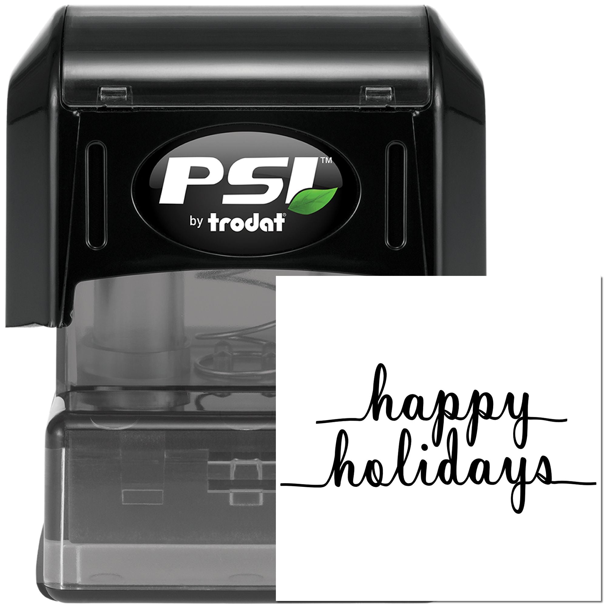 Pre-Inked Happy Holidays Script Handcraft Stamp