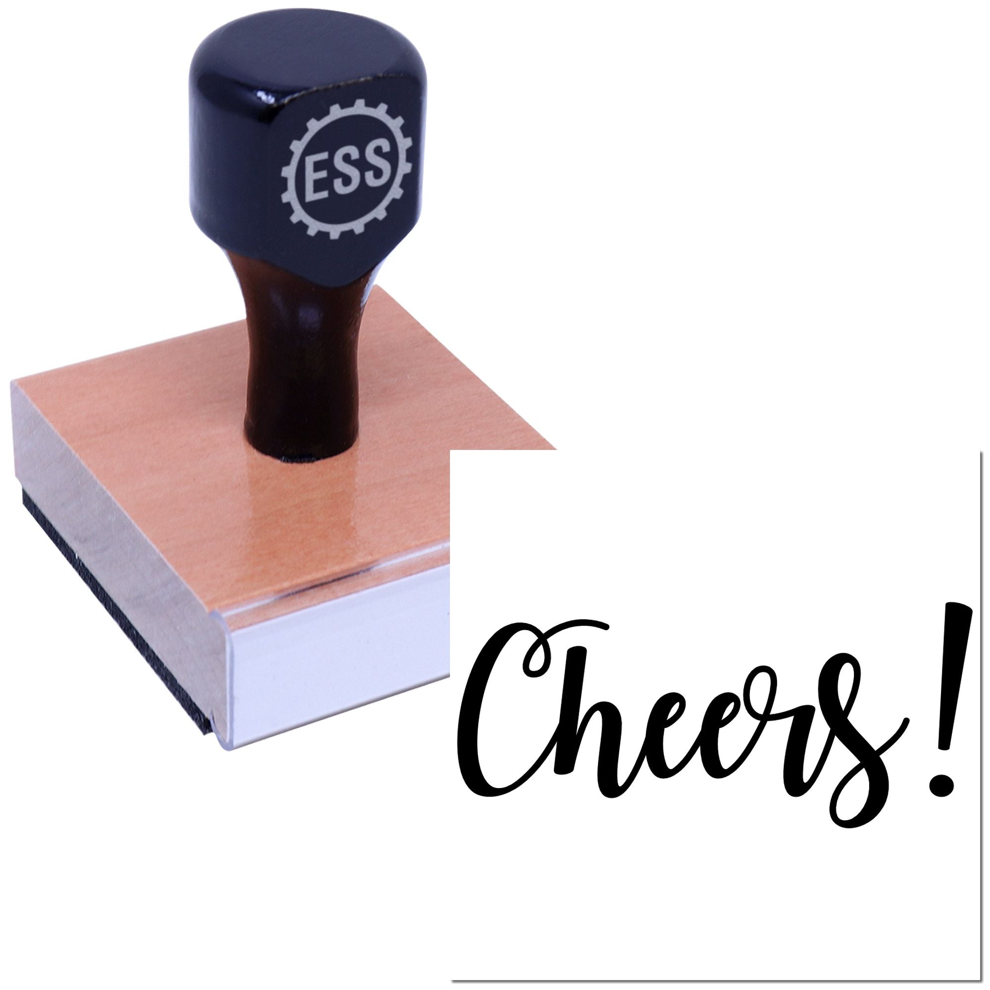 Festive Cheers Script Note Card Rubber Stamp
