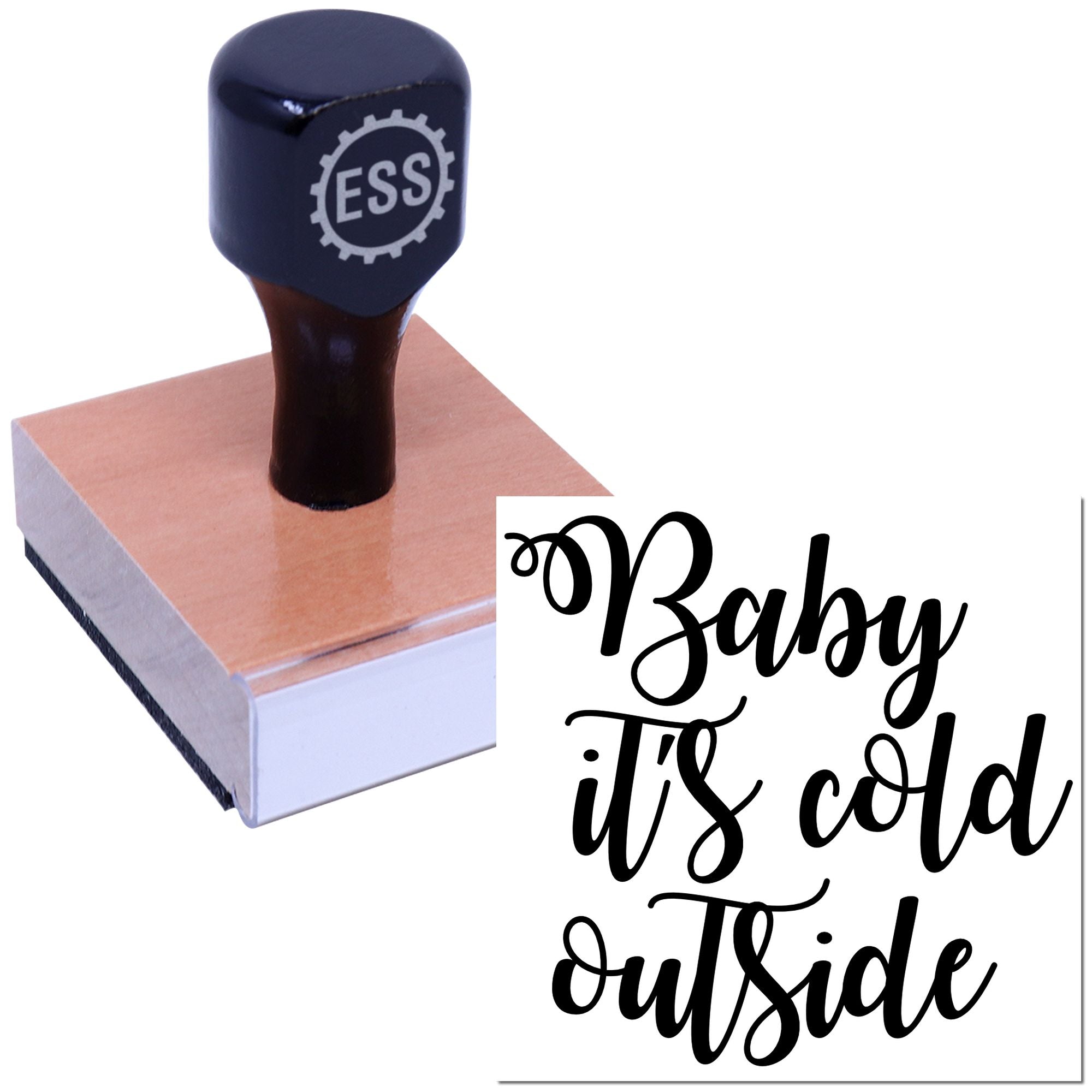 Cozy Winter Script Favor Tag Rubber Stamp