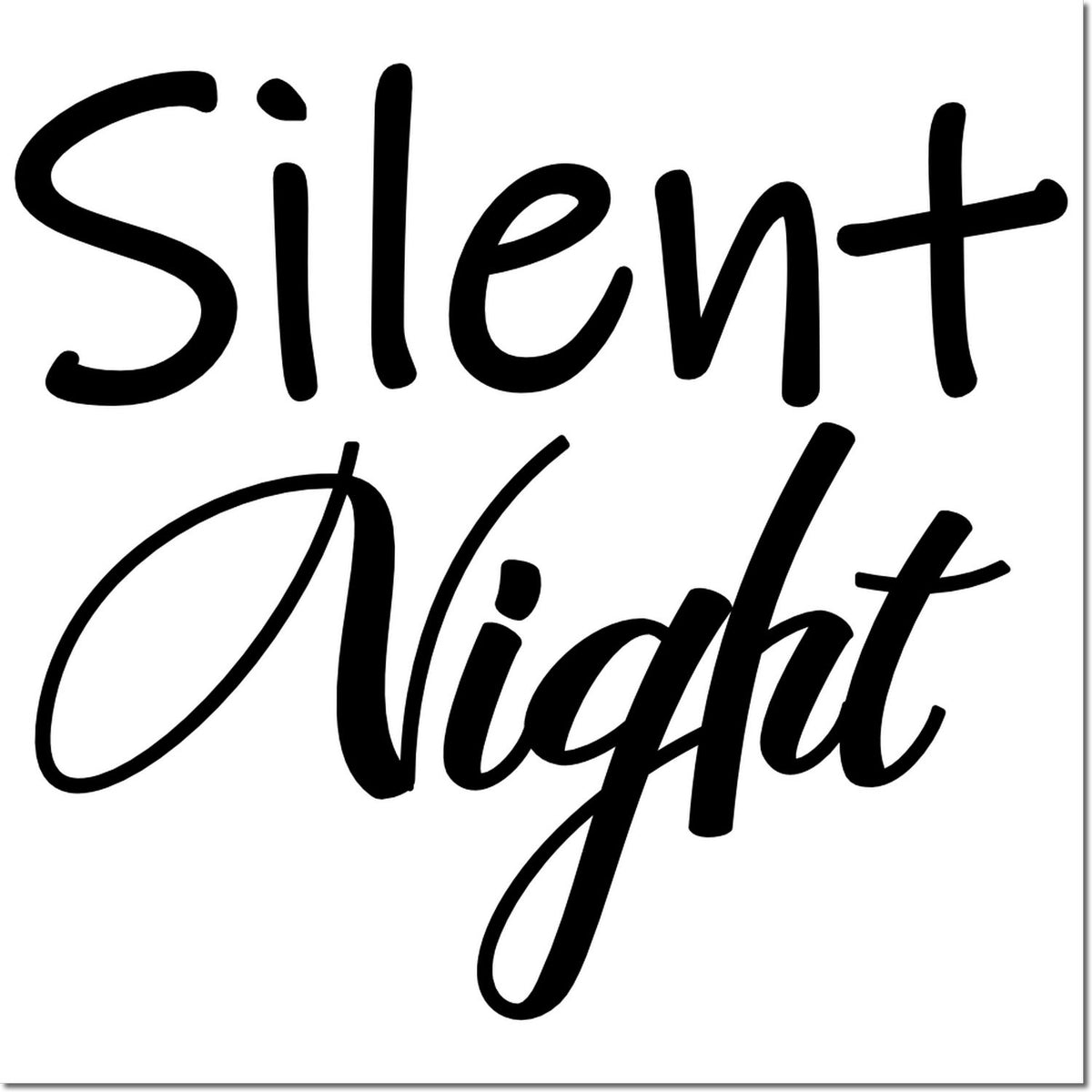 Black Silent Night stamp seal in bold cursive script on a white background