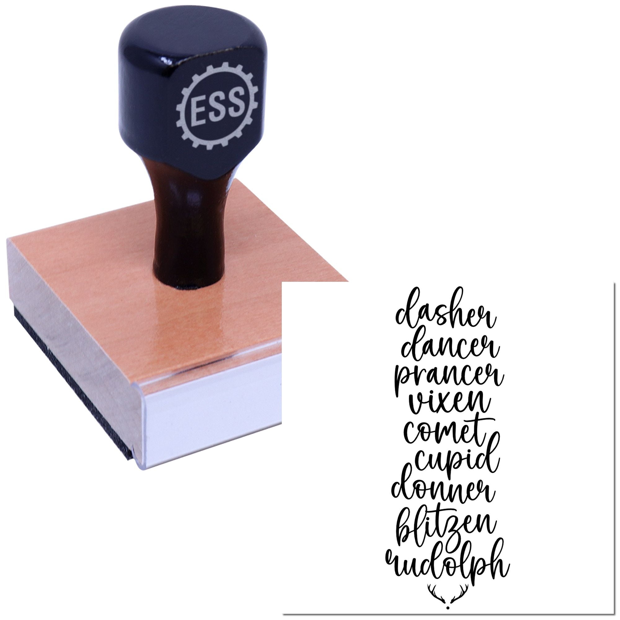 Festive Reindeer Lineup Greeting Card Rubber Stamp