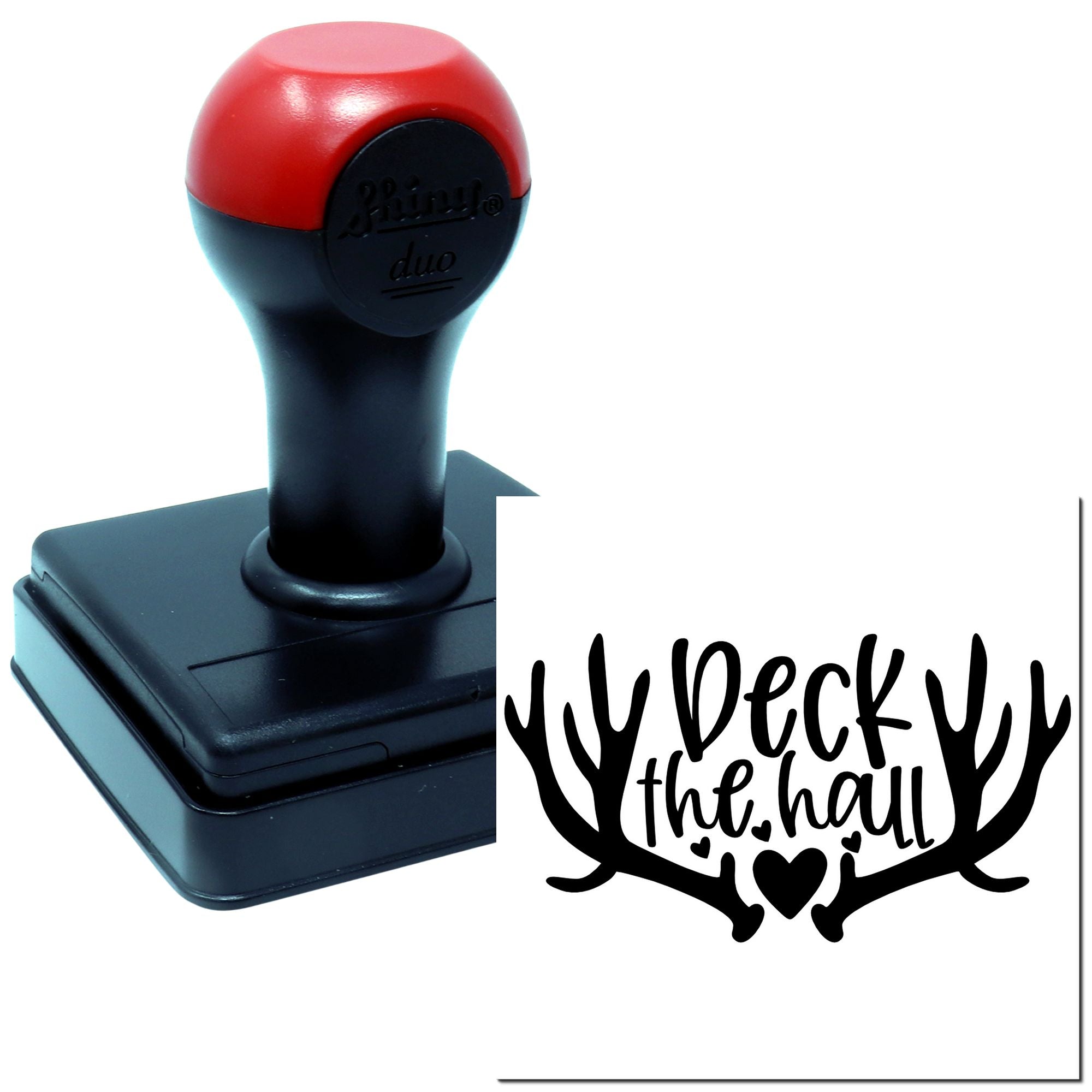 Duo Whimsical Antlers Deck The Hall Hand Stamp