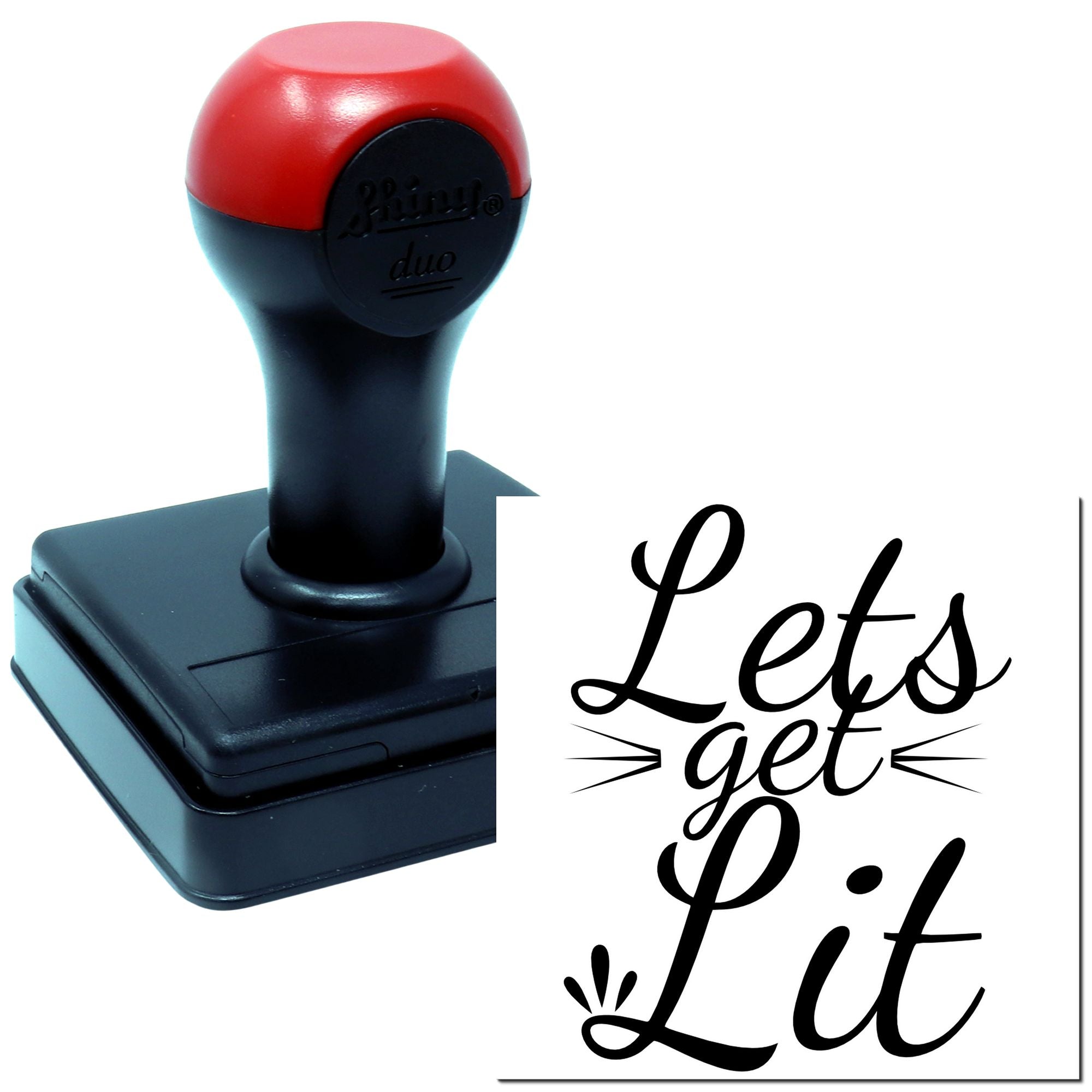 Duo Playful Cursive Lets Get Lit Hand Stamp