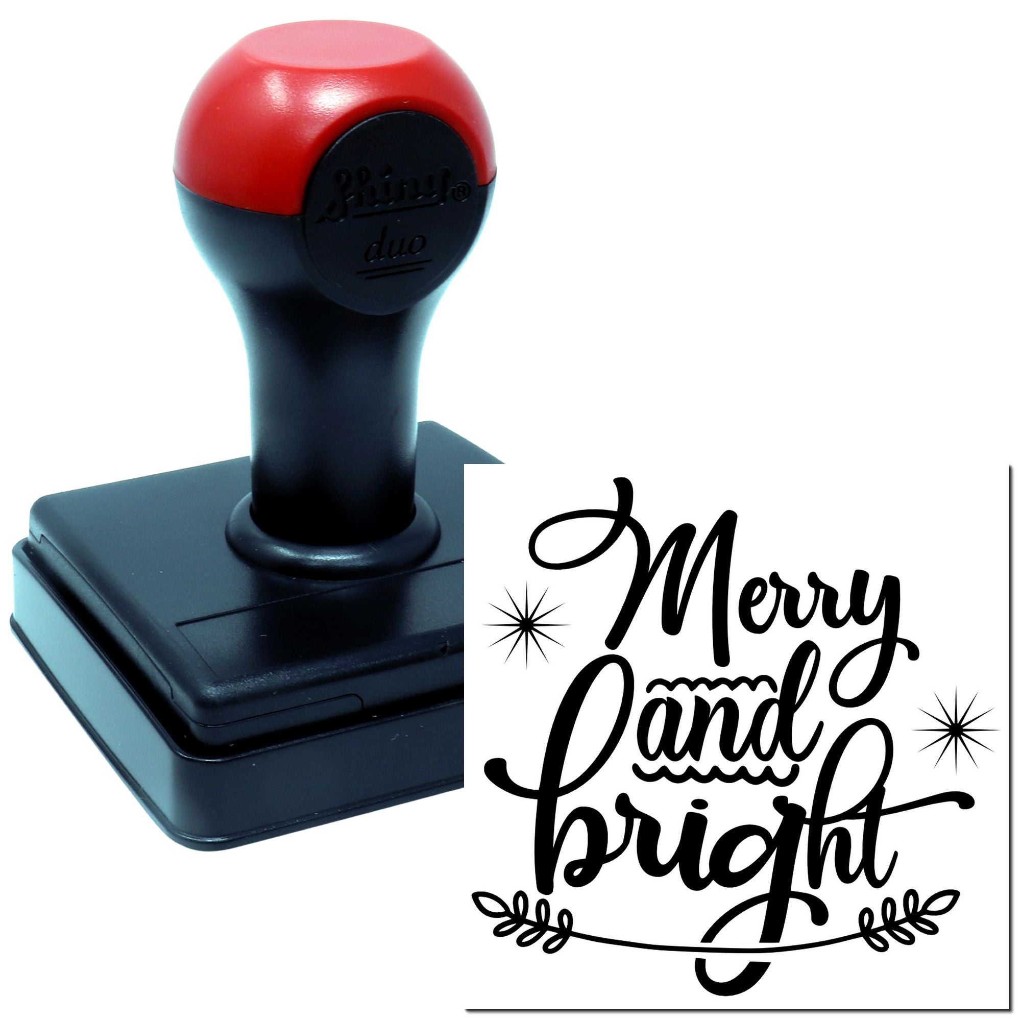 Duo Merry And Bright Holiday Script Hand Stamp