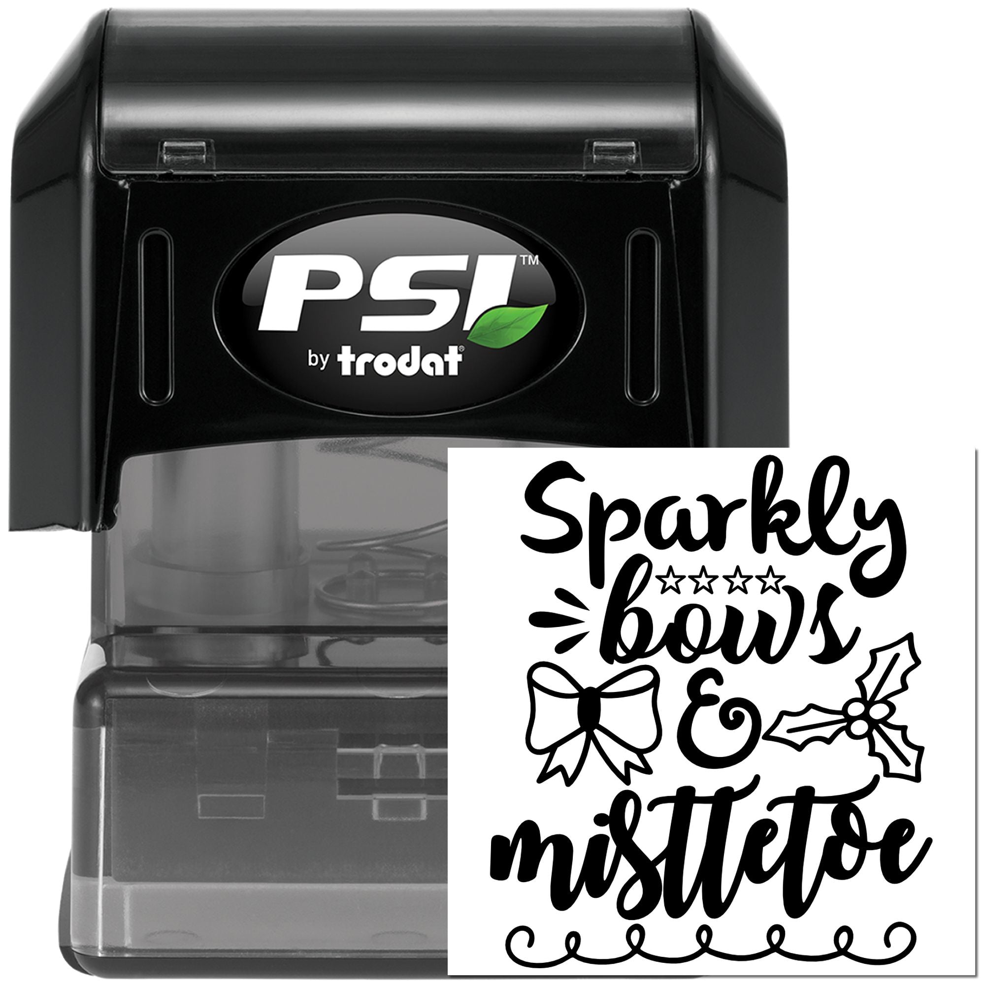 Pre-Inked Sparkly Bows Mistletoe Note Card Stamp