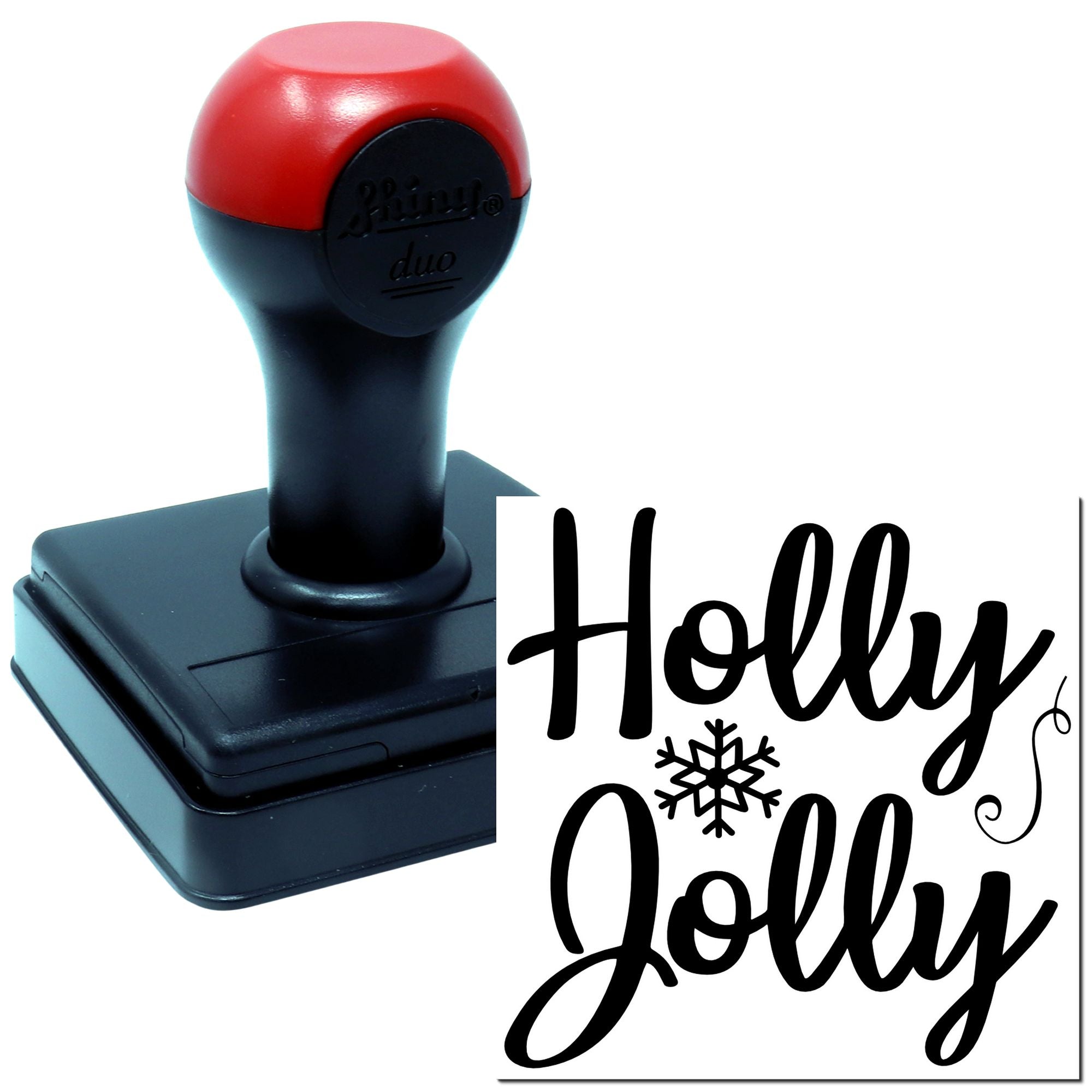 Duo Holly Jolly Festive Snowflake Script Hand Stamp