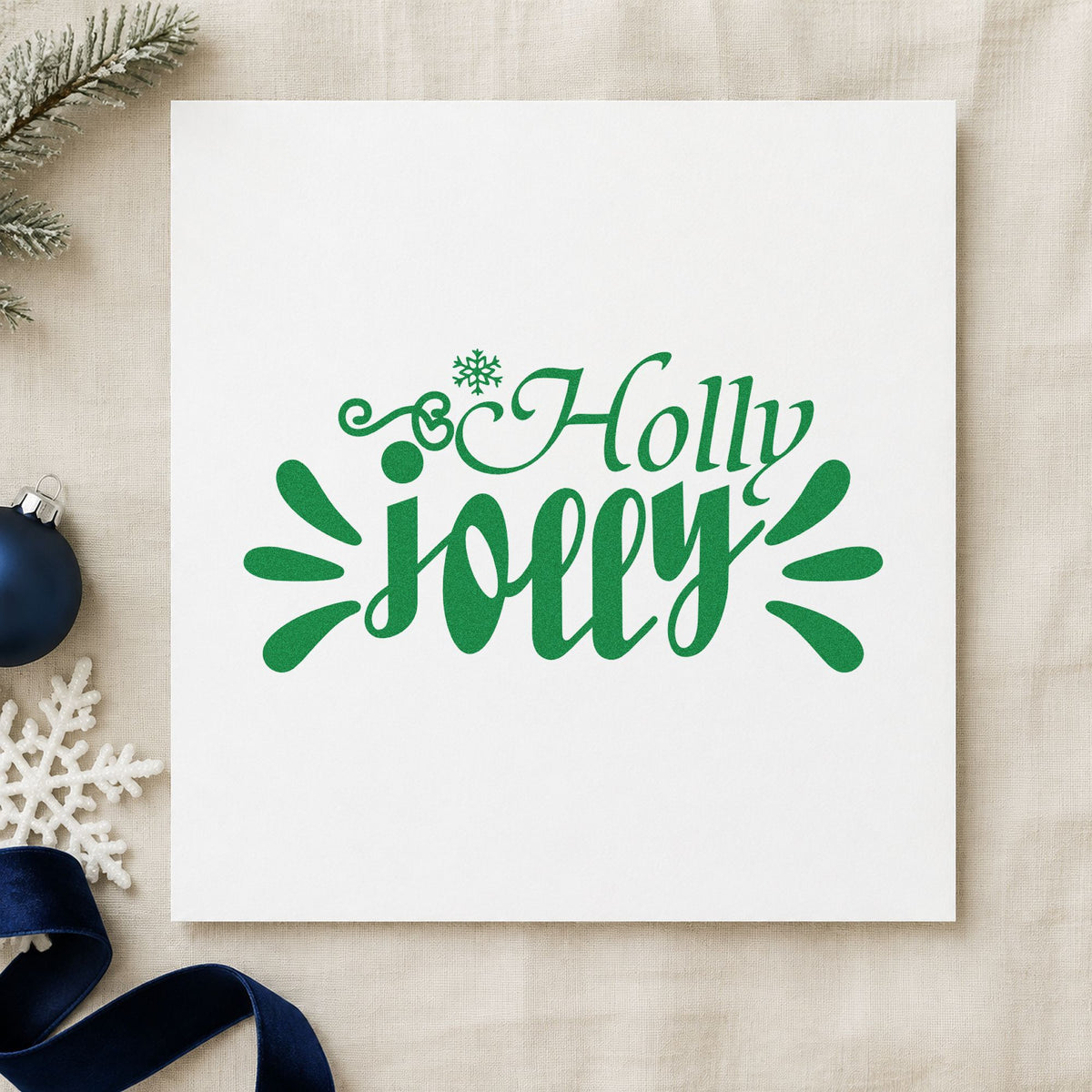 Holly Jolly Accent Rays craft stamp imprinted in green ink on paper, a design suited to framed accent wall.