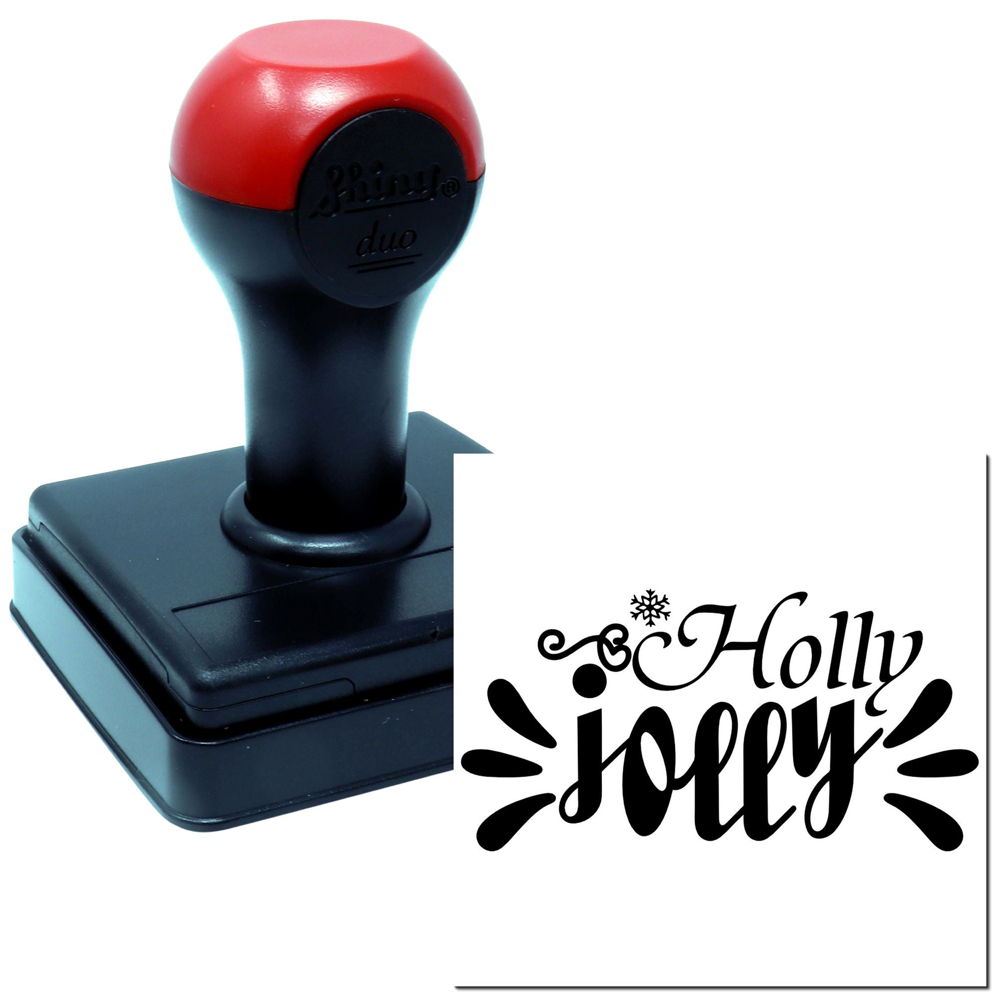 Duo Holly Jolly Festive Holiday Cheer Hand Stamp