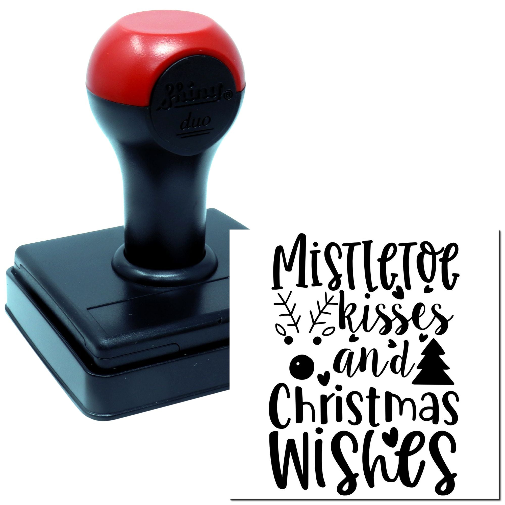 Duo Mistletoe Kisses And Christmas Wishes Hand Stamp