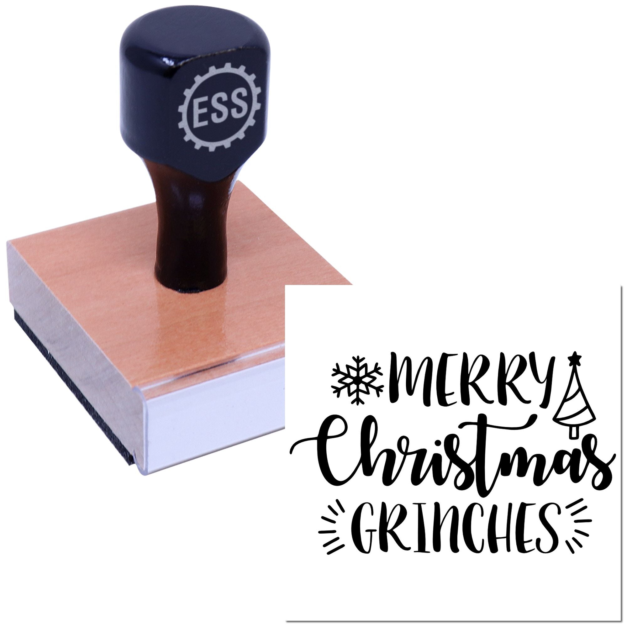 Grinchy Holiday Wishes Favor Tag Rubber Stamp