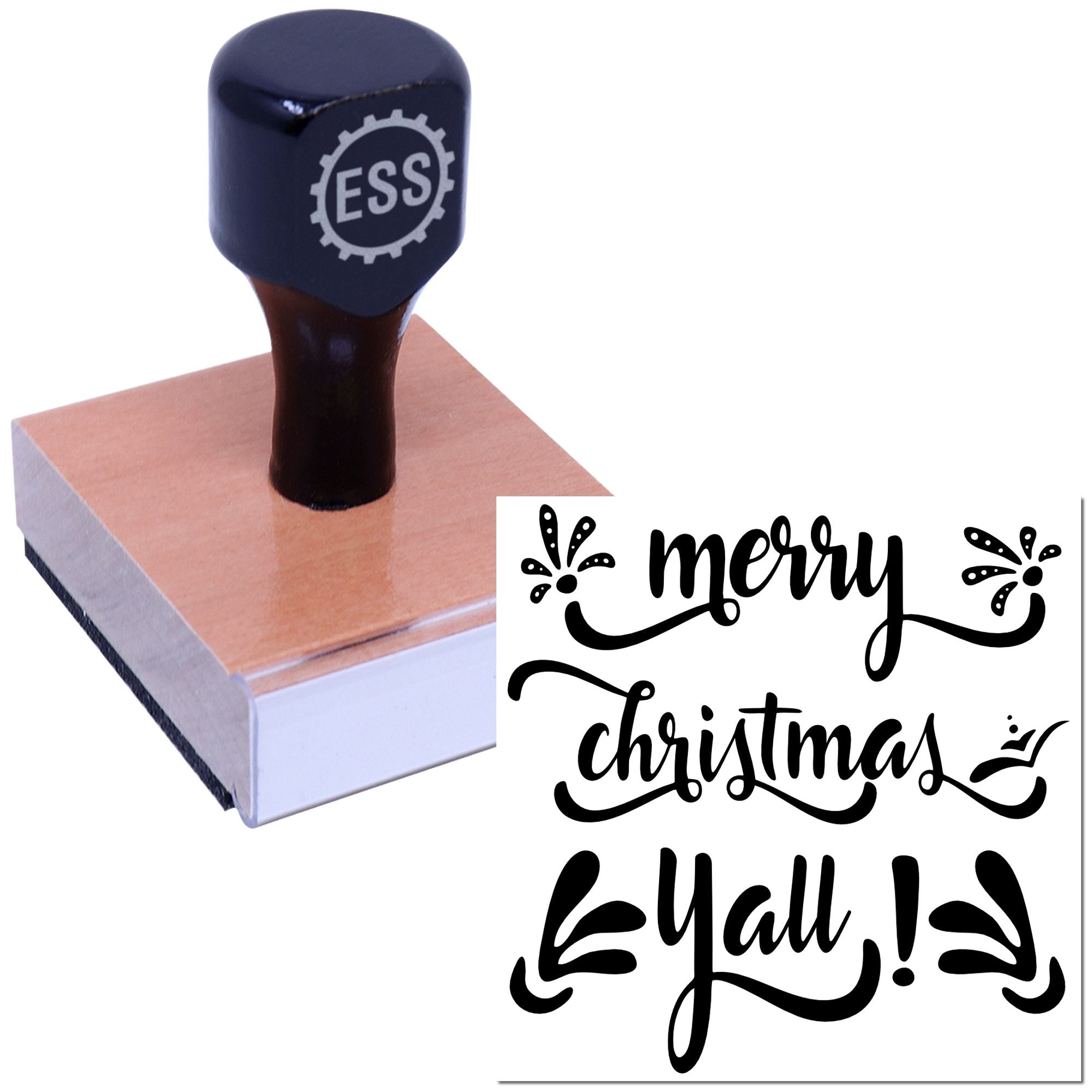 Festive Script Greeting Craft Rubber Stamp