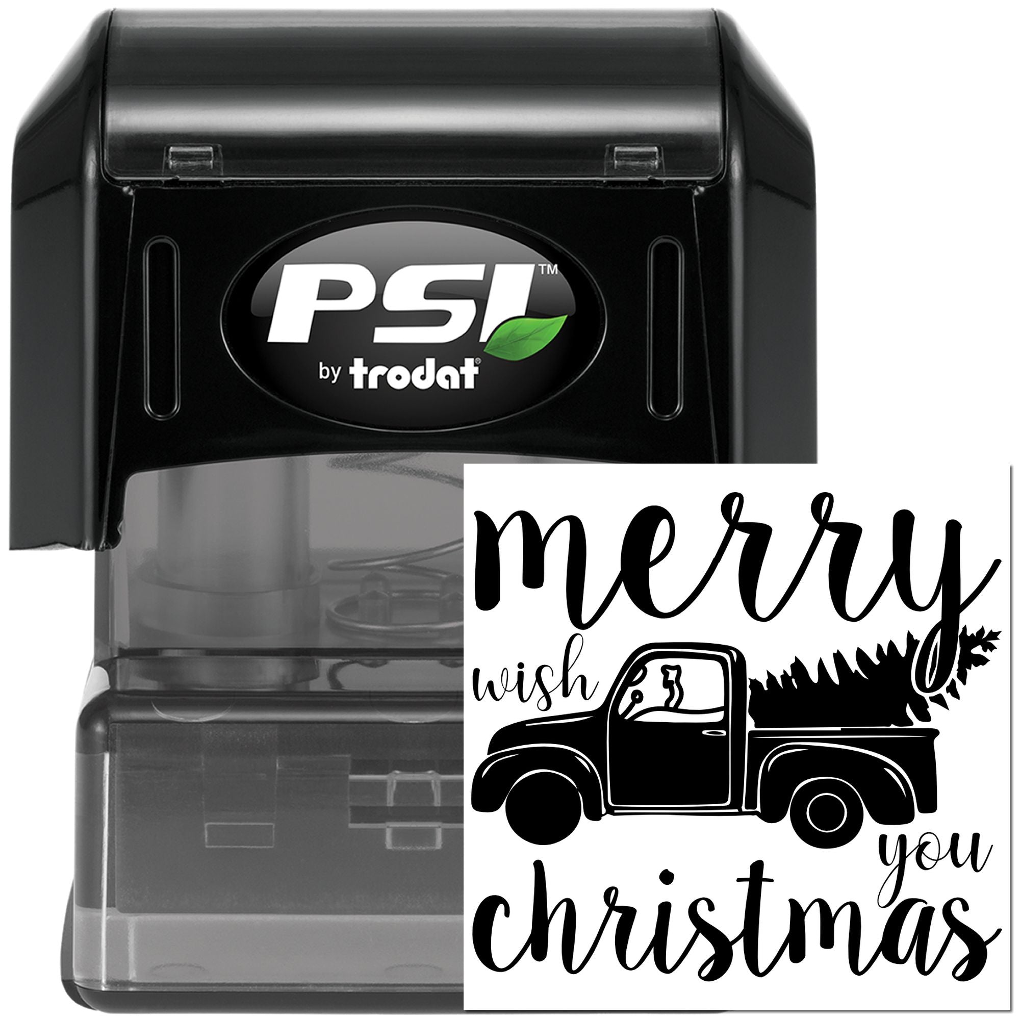 Pre-Inked Merry Christmas Truck Place Card Stamp