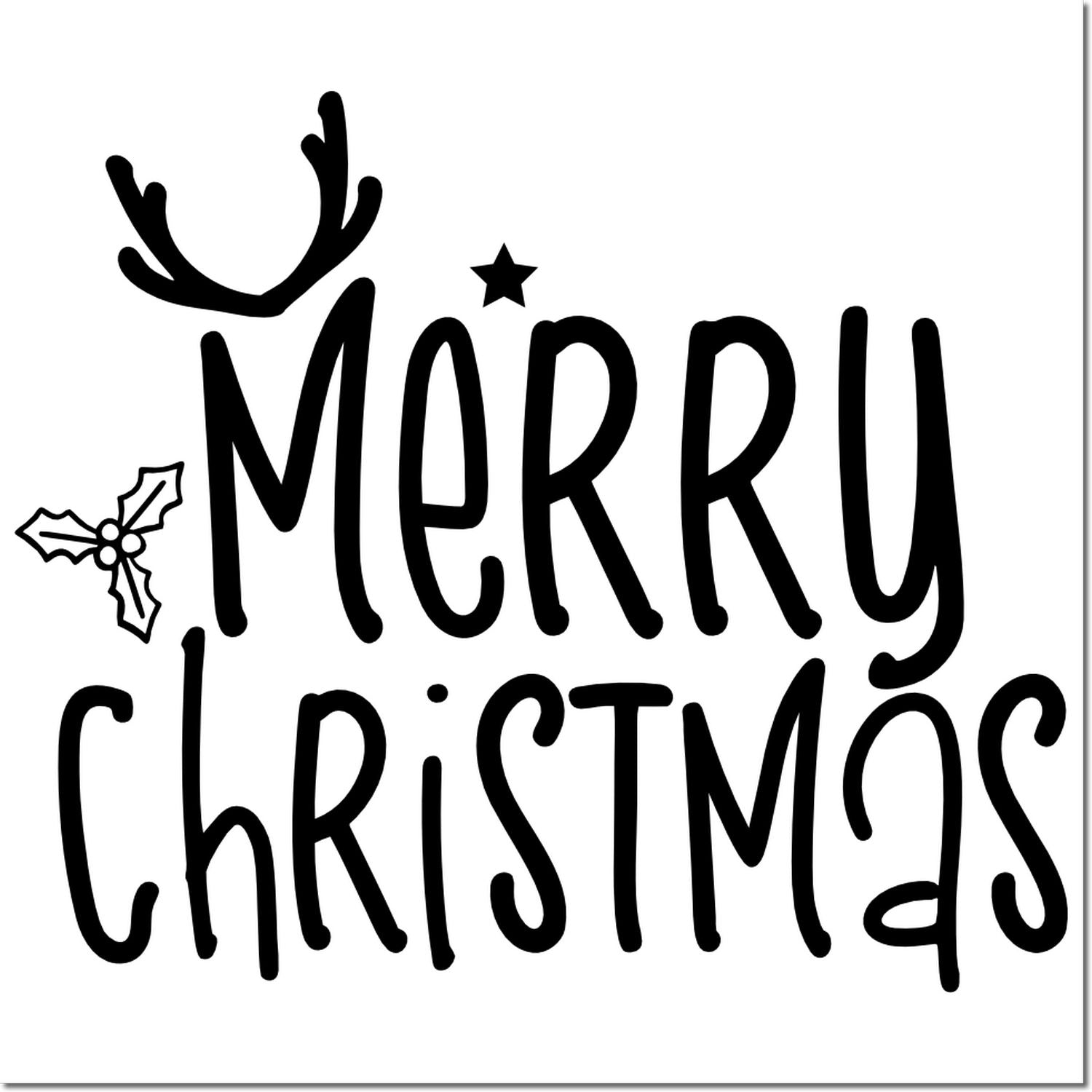 Merry Reindeer Greeting Greeting Card Rubber Stamp