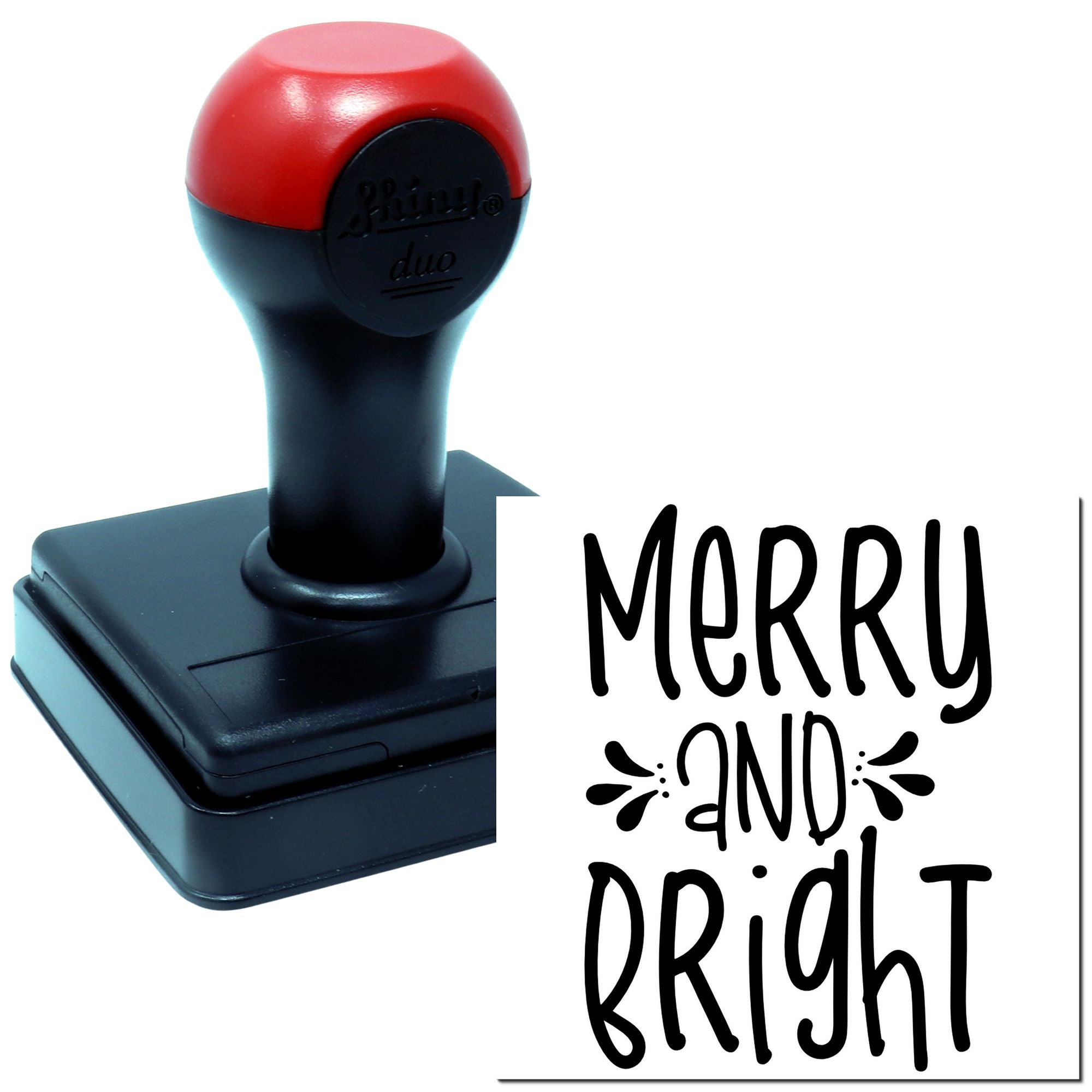 Duo Handlettered Merry And Bright Holiday Hand Stamp