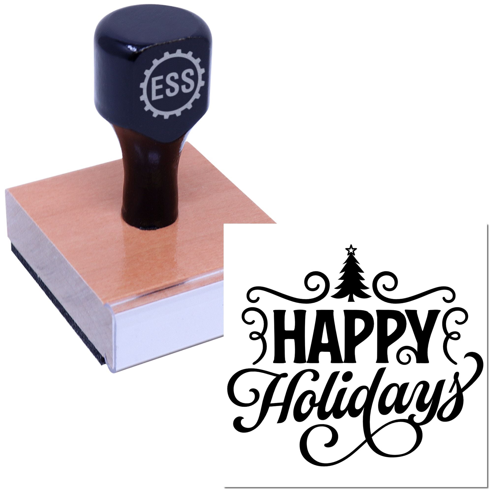 Festive Swirl Greeting Tag Rubber Stamp