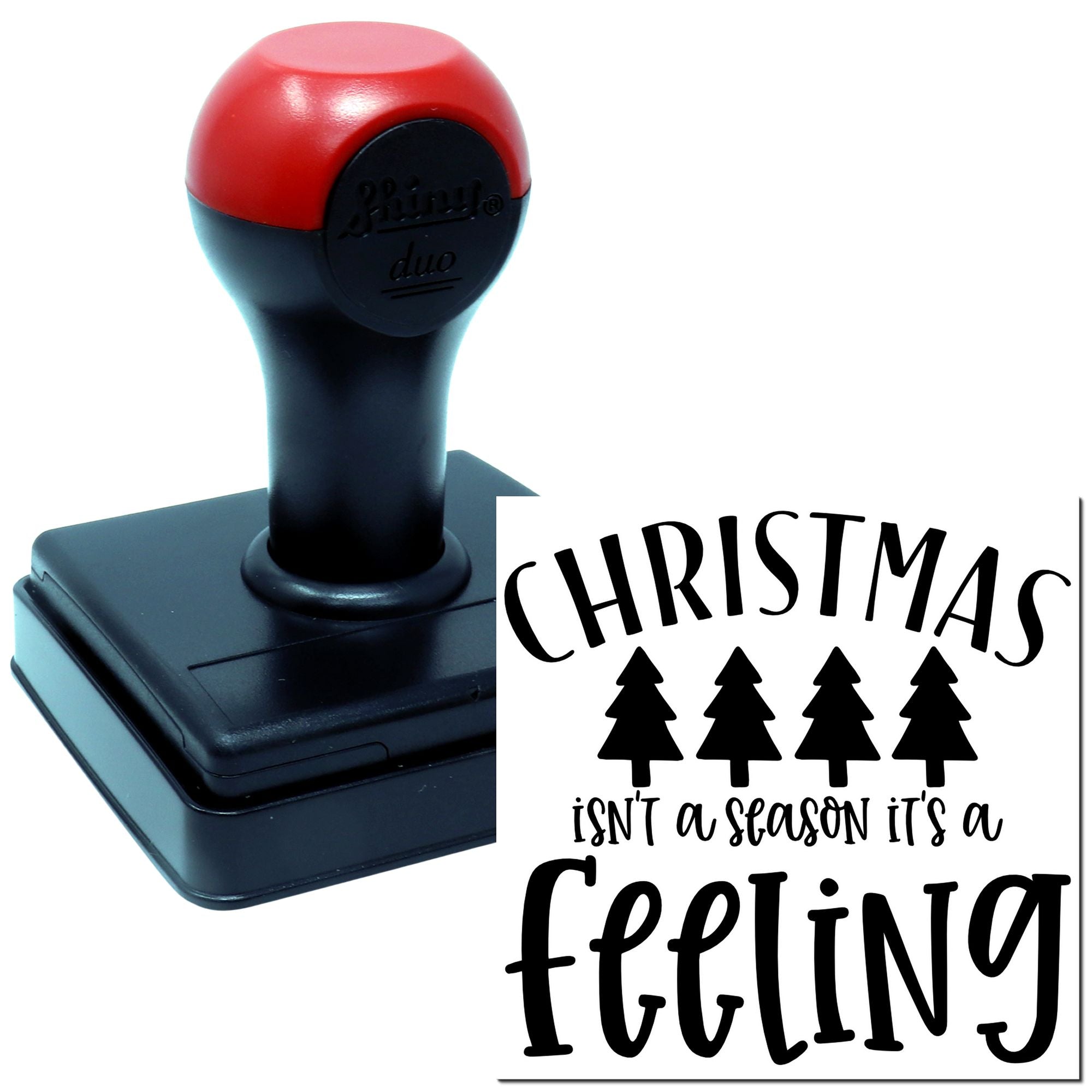 Duo Festive Christmas Trees Warm Holiday Feeling Hand Stamp