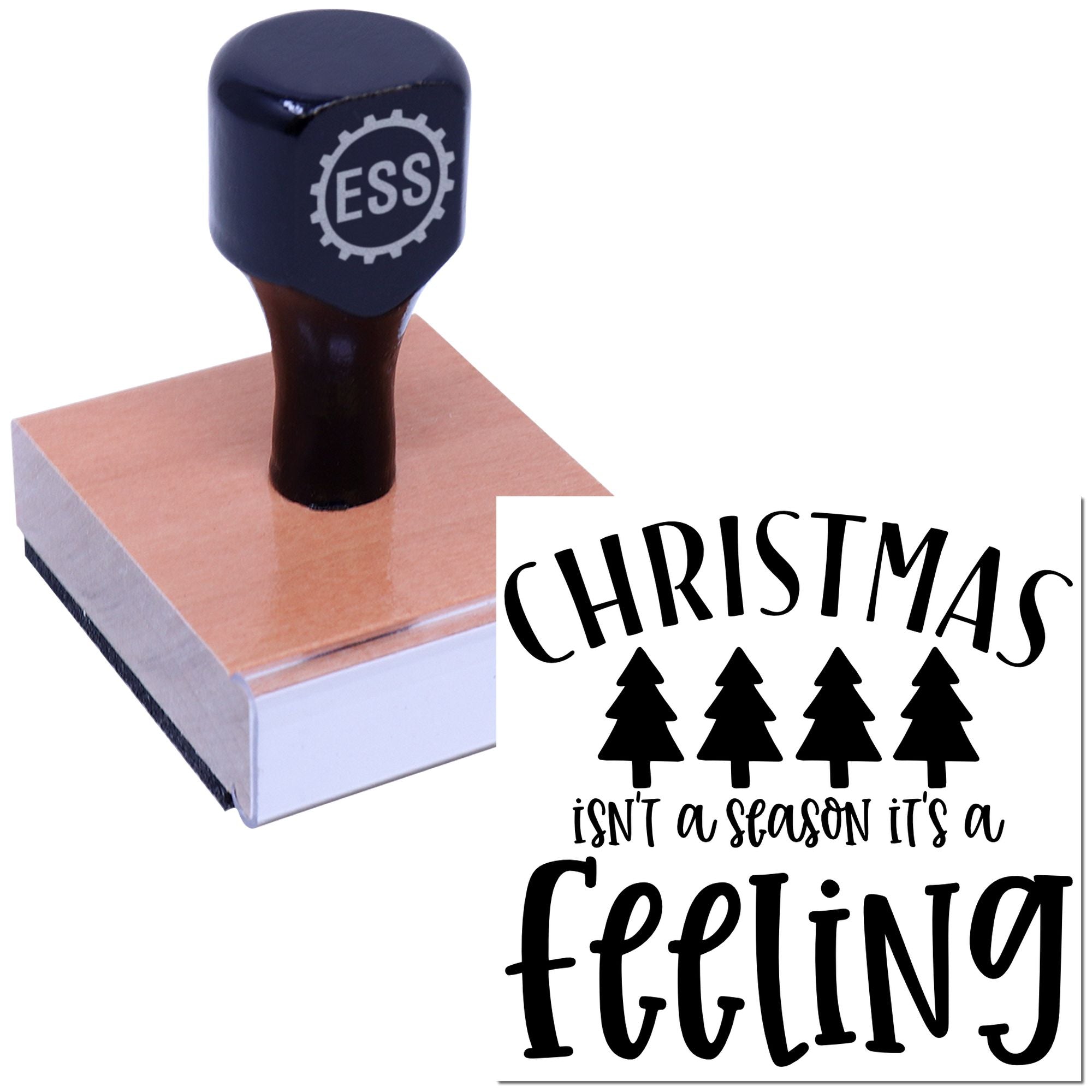 Festive Evergreen Feeling Place Card Rubber Stamp