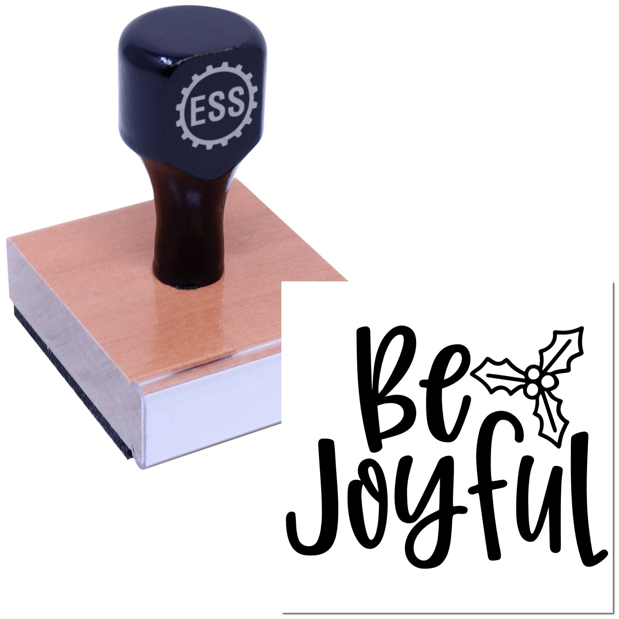 Festive Holly Joy Party Favor Rubber Stamp