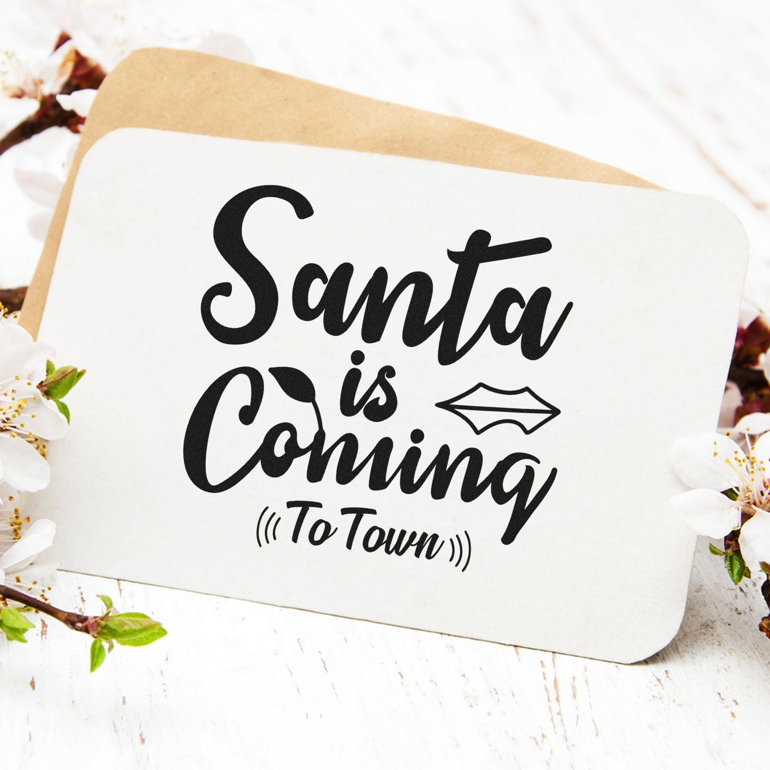Pre-Inked Santa Is Coming Party Favor Stamp