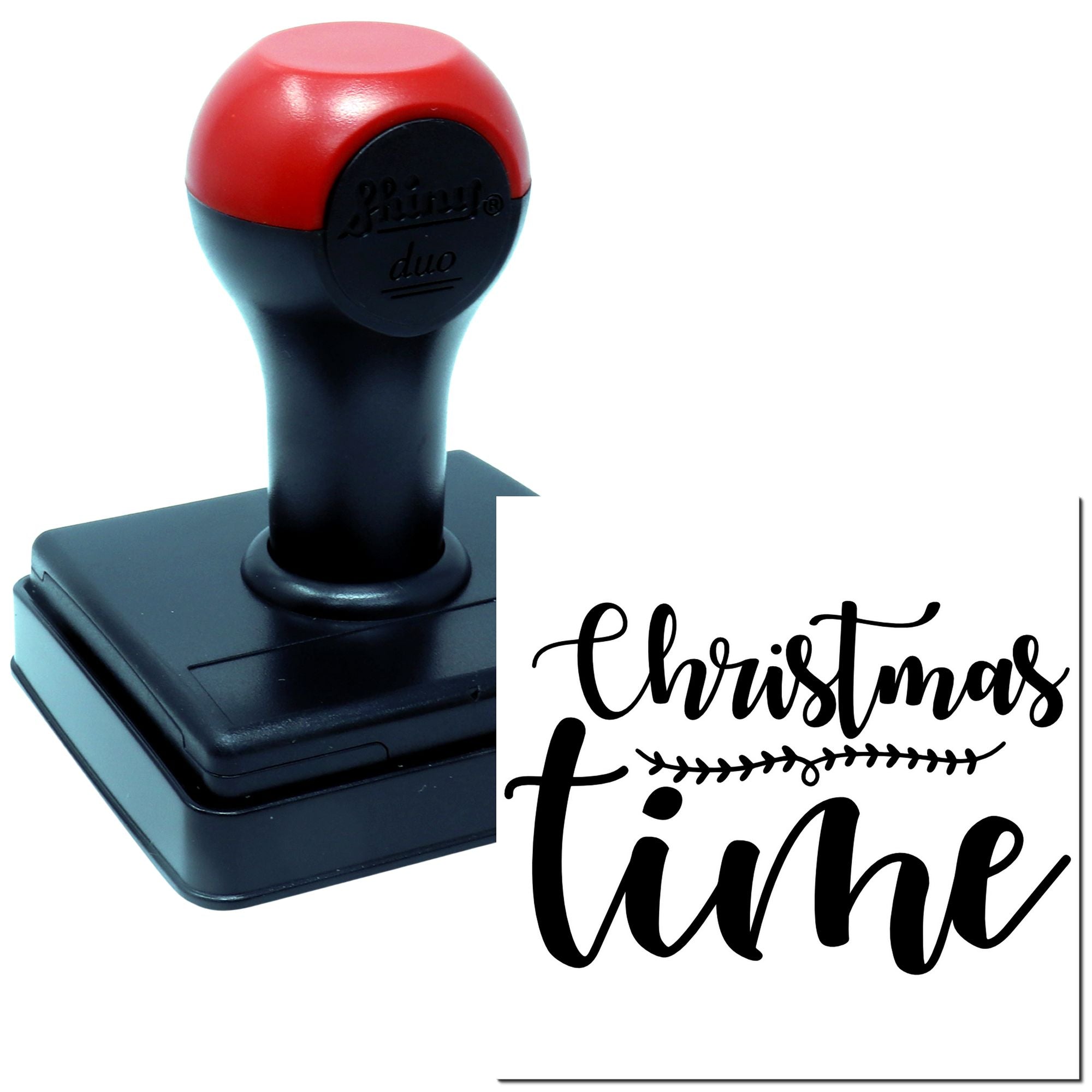 Duo Festive Hand-Lettered Christmas Time Sign Hand Stamp
