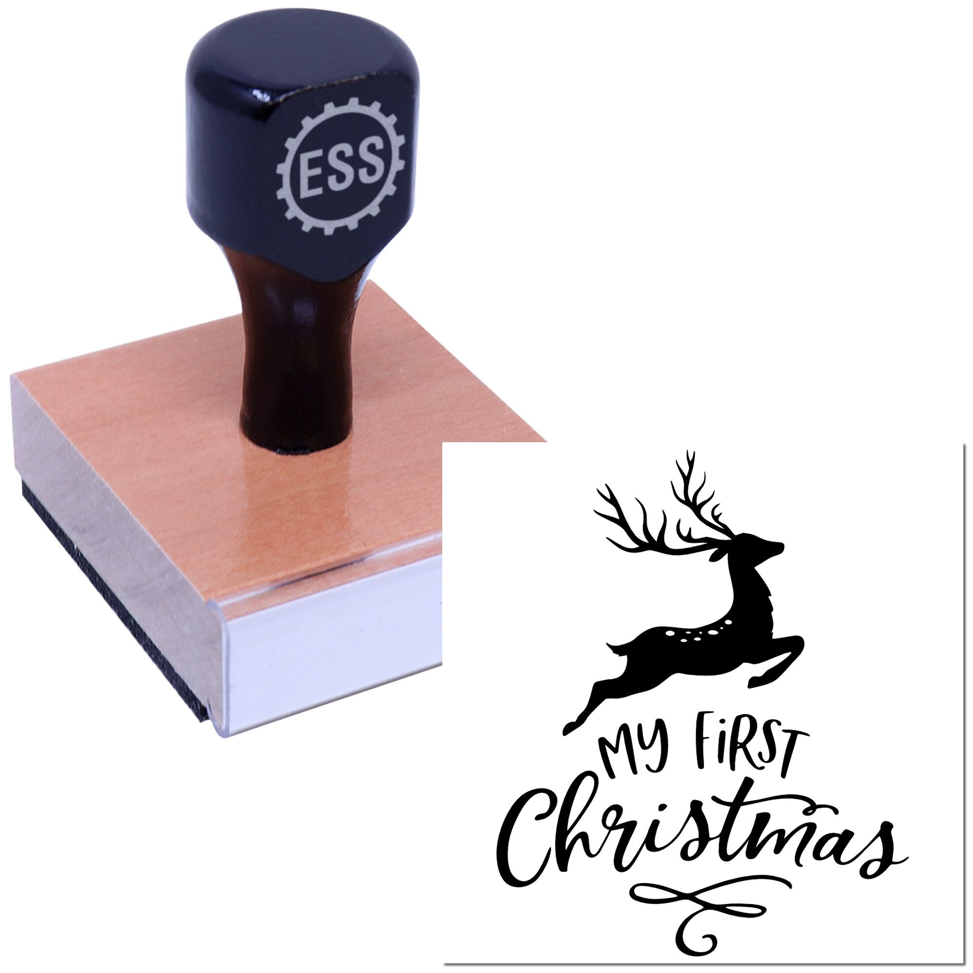 Leaping Christmas Joy Paper Goods Rubber Stamp