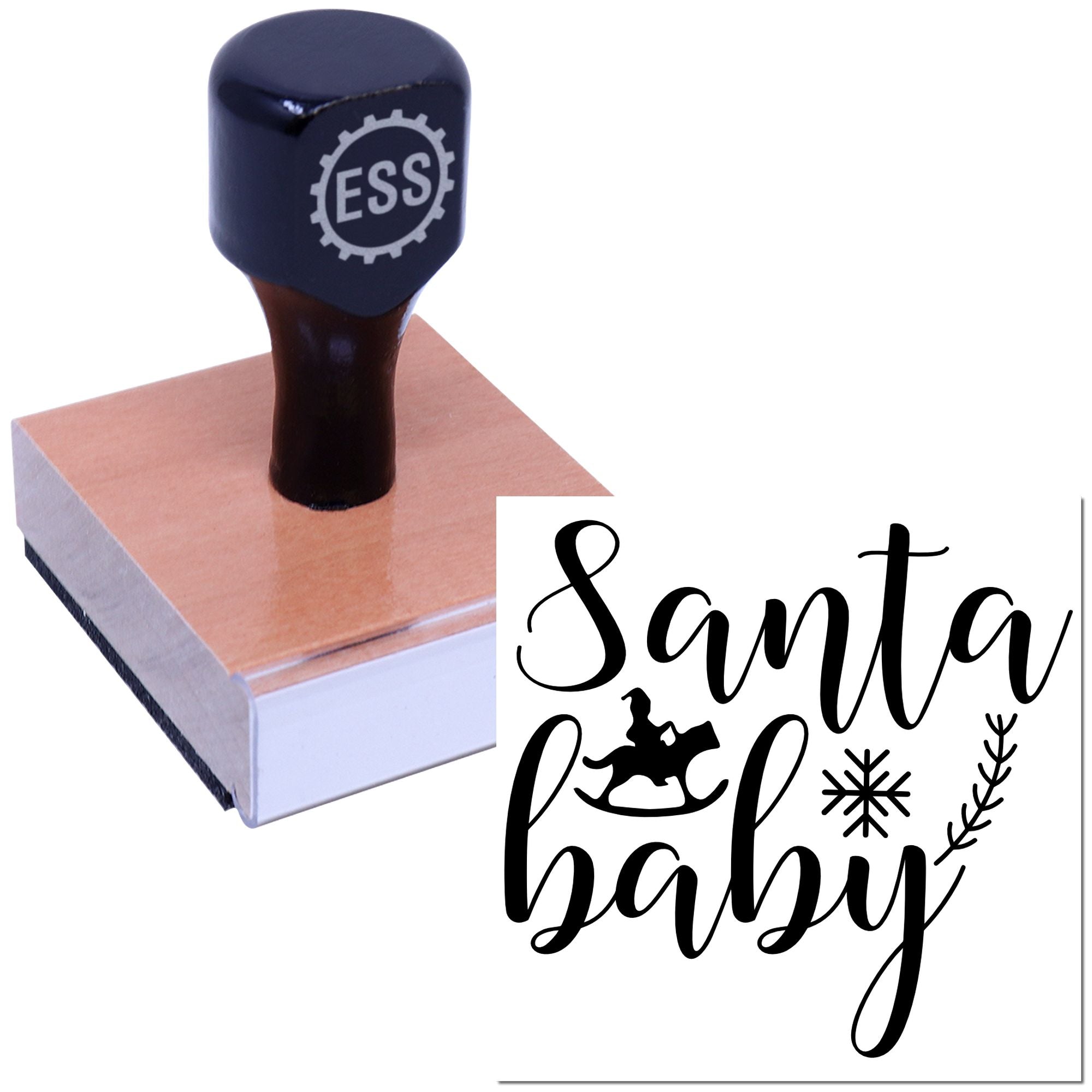 Playful Santa Baby Mini Card Rubber Stamp