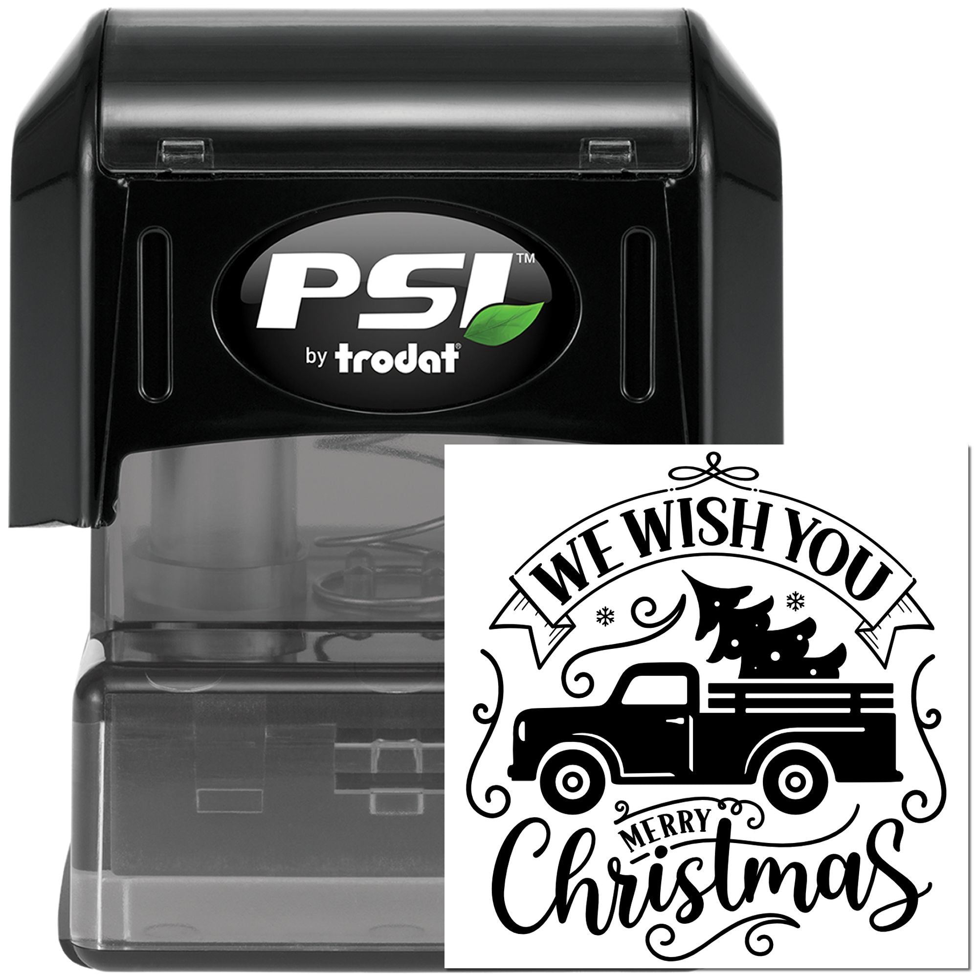 Pre-Inked Merry Christmas Truck Mini Card Stamp