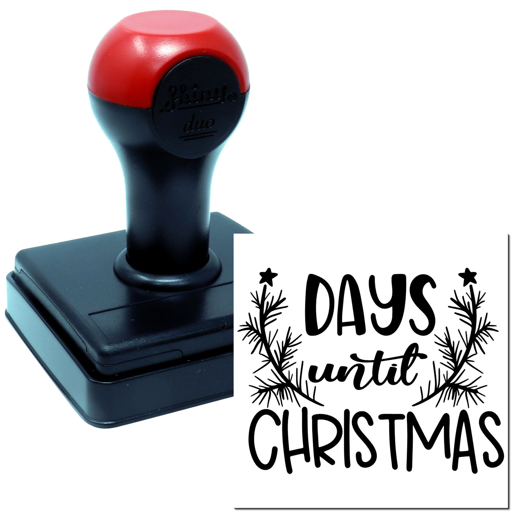 Duo Christmas Countdown Pine Branch Holiday Hand Stamp