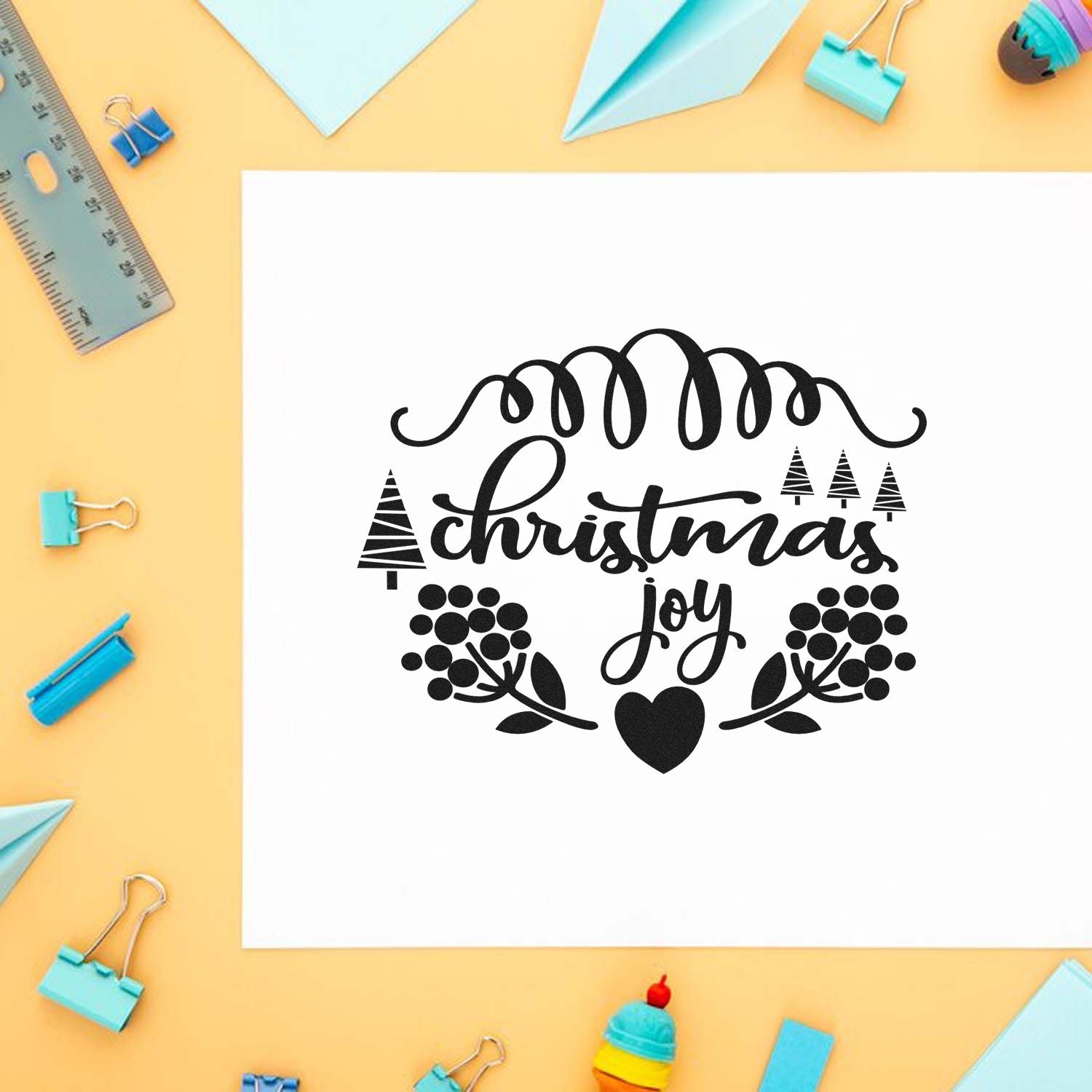 Duo Festive Christmas Joy Wreath Heart Hand Stamp