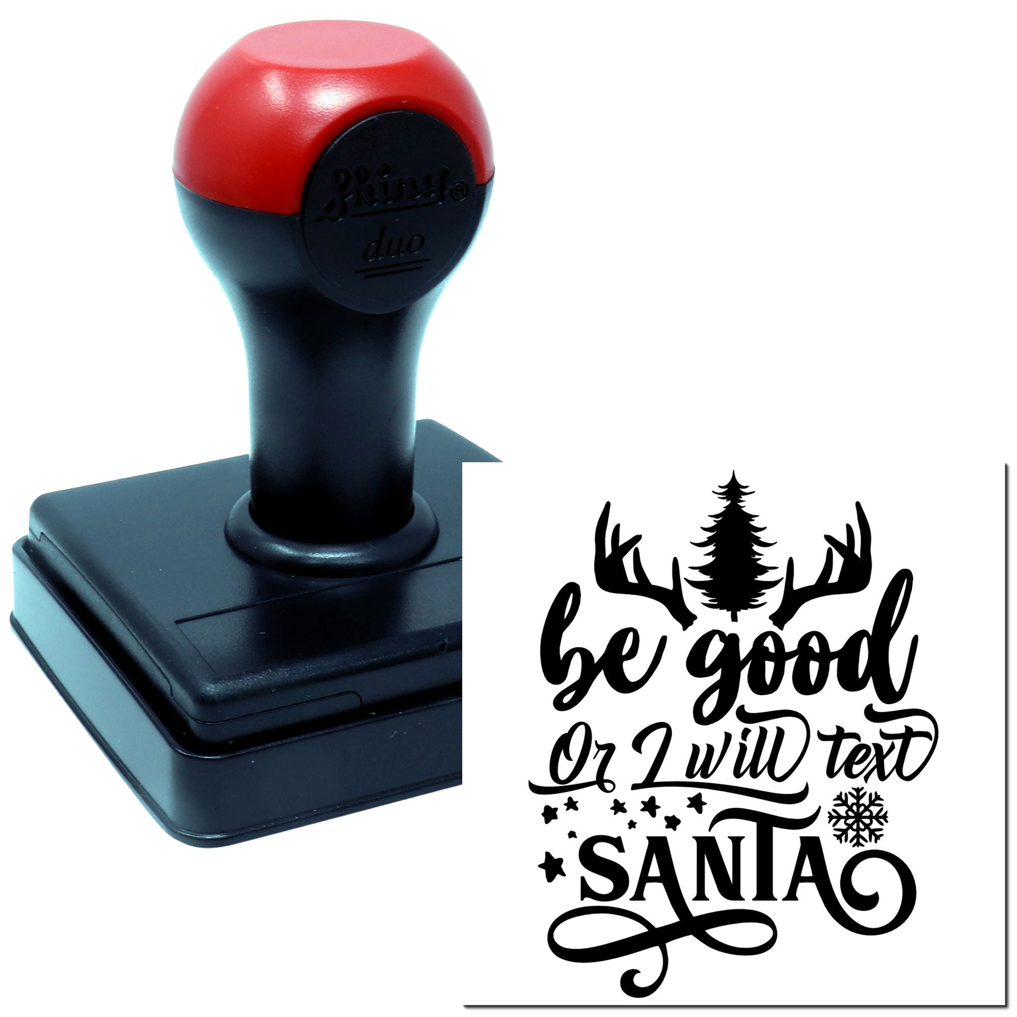 Duo Be Good Or Texting Santa Hand Stamp