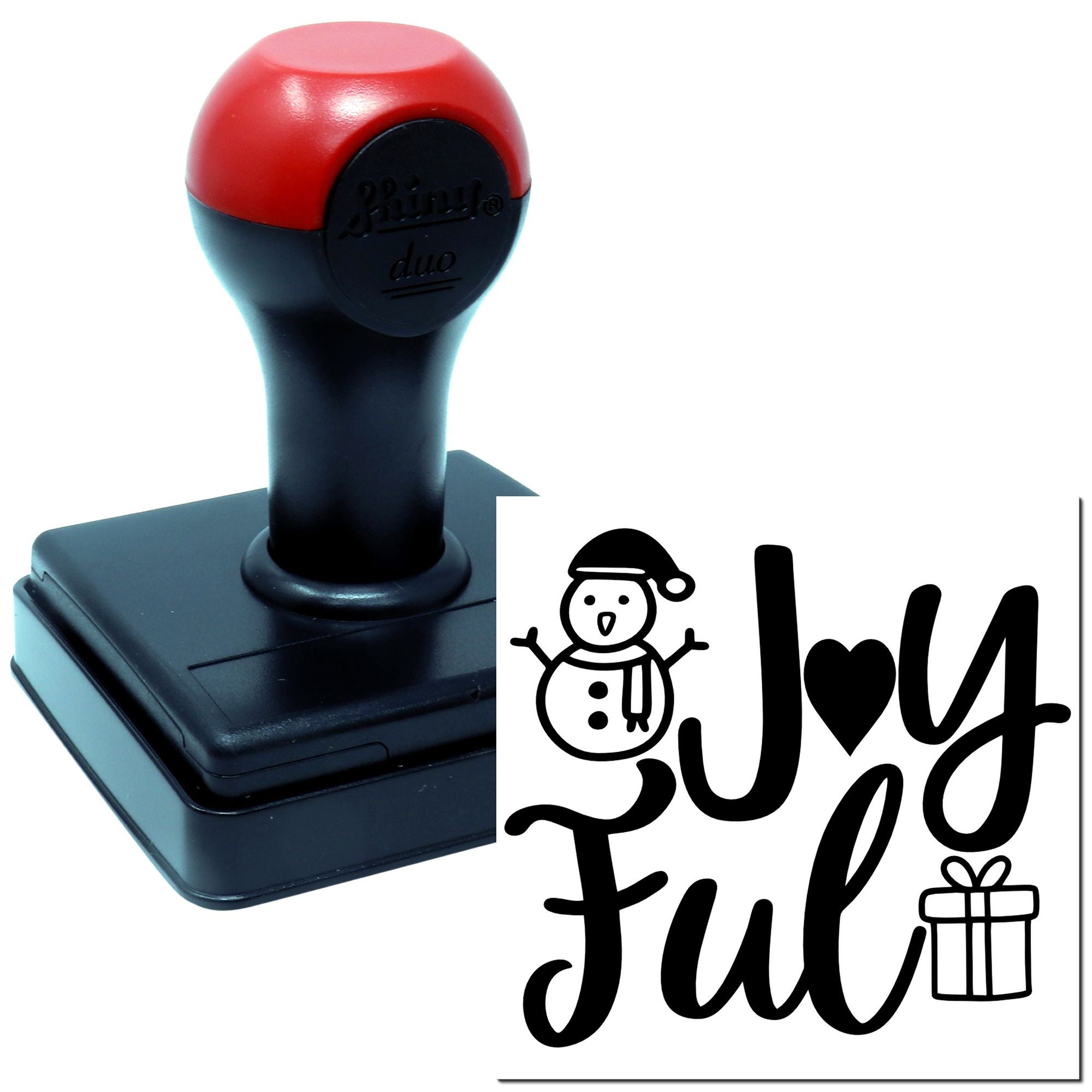Duo Joyful Snowman Heart And Present Hand Stamp