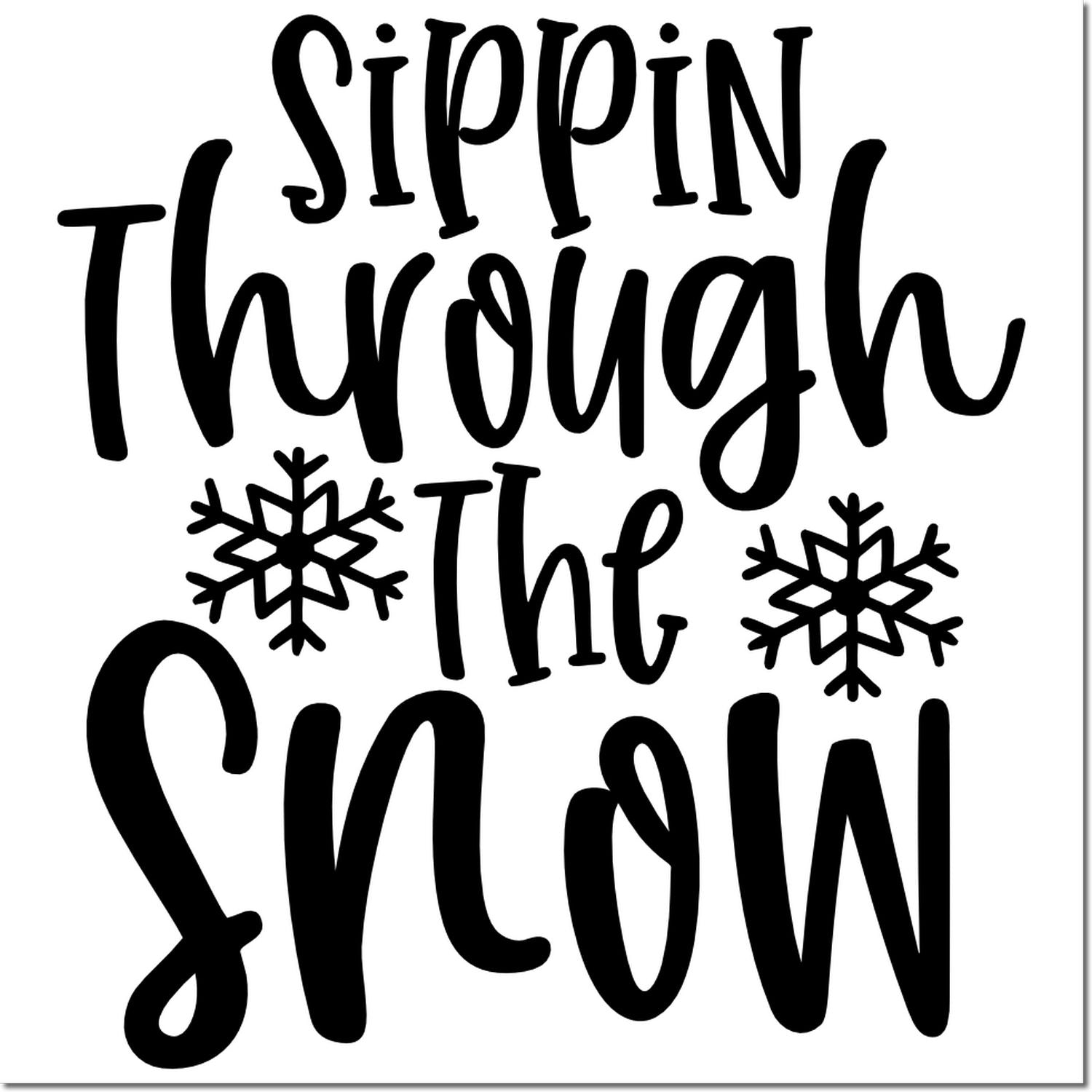 Pre-Inked Sippin Through Snow Place Card Stamp