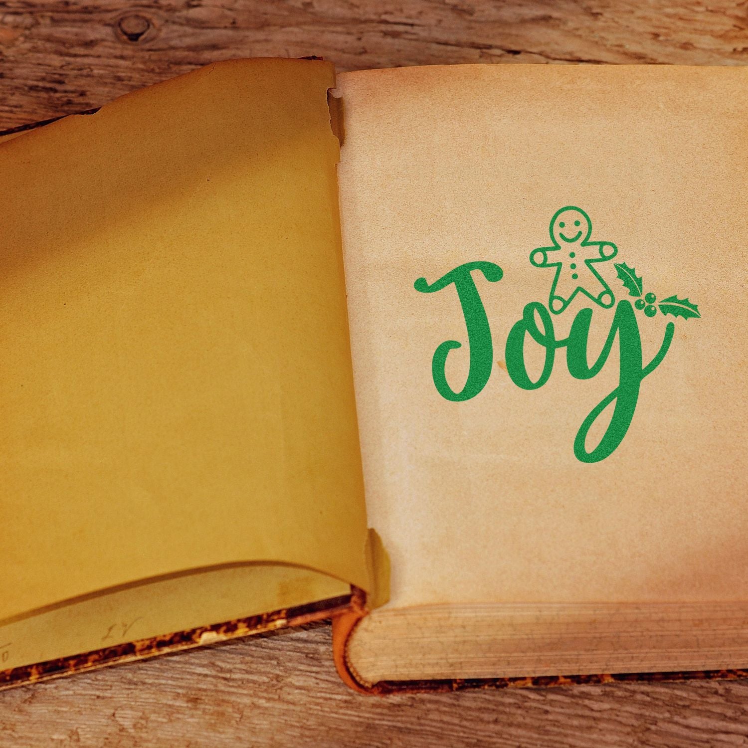 Gingerbread Holly Joy Note Card Rubber Stamp