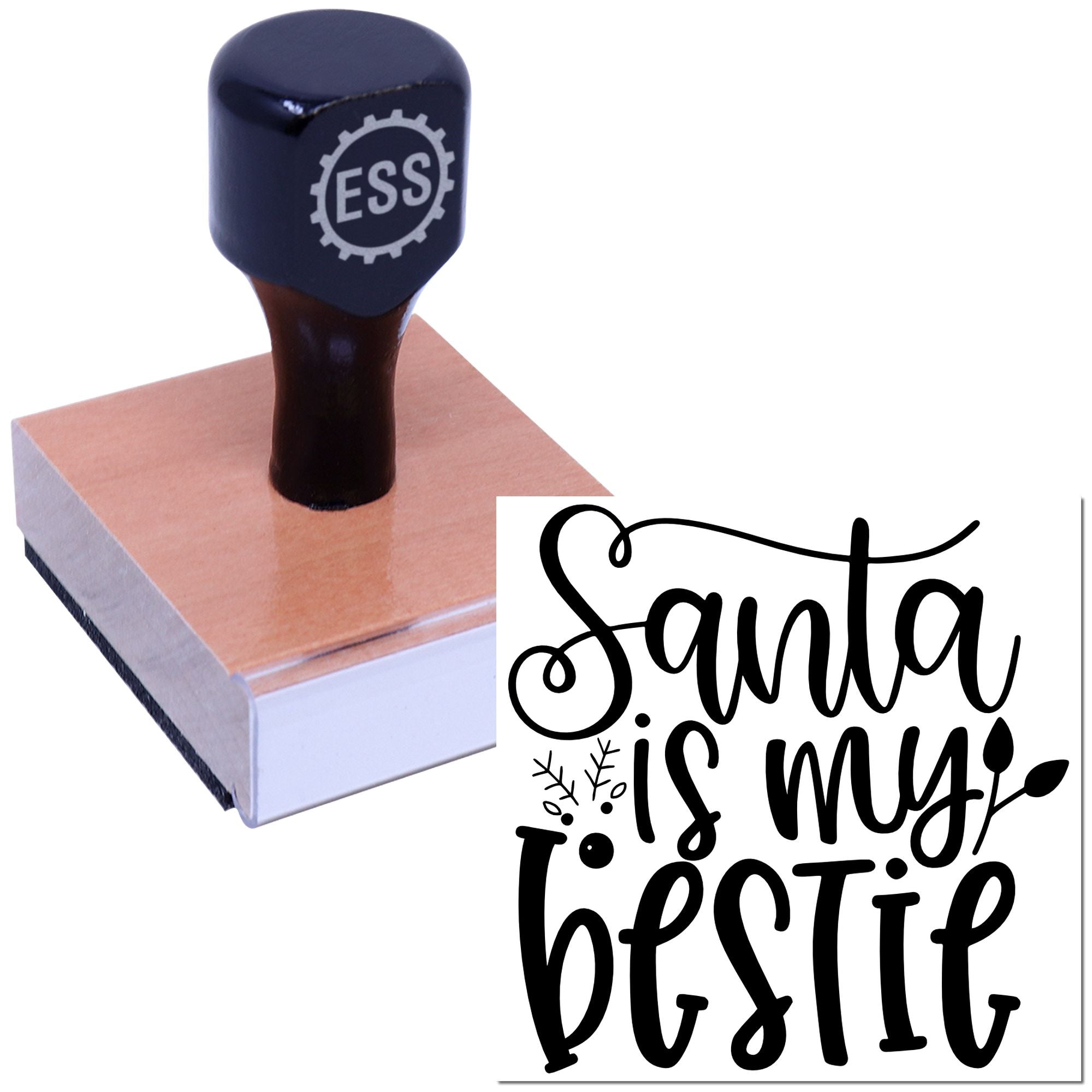 Jolly Holiday Bestie Favor Tag Rubber Stamp