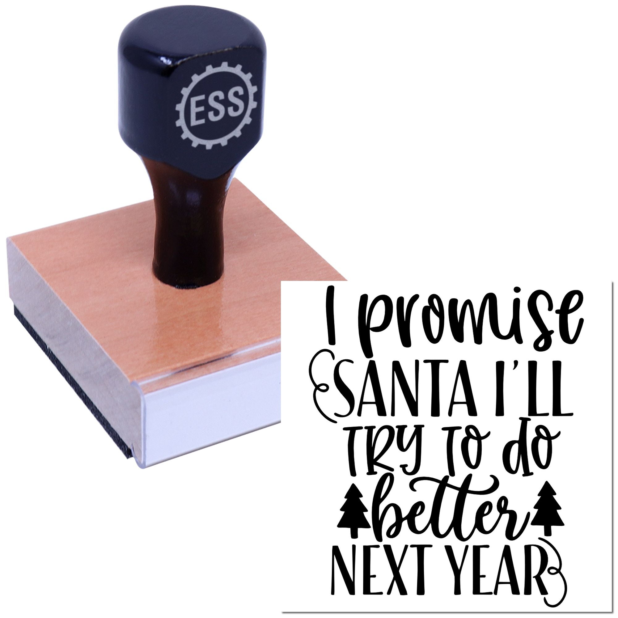 Cheeky Christmas Resolution Party Favor Rubber Stamp