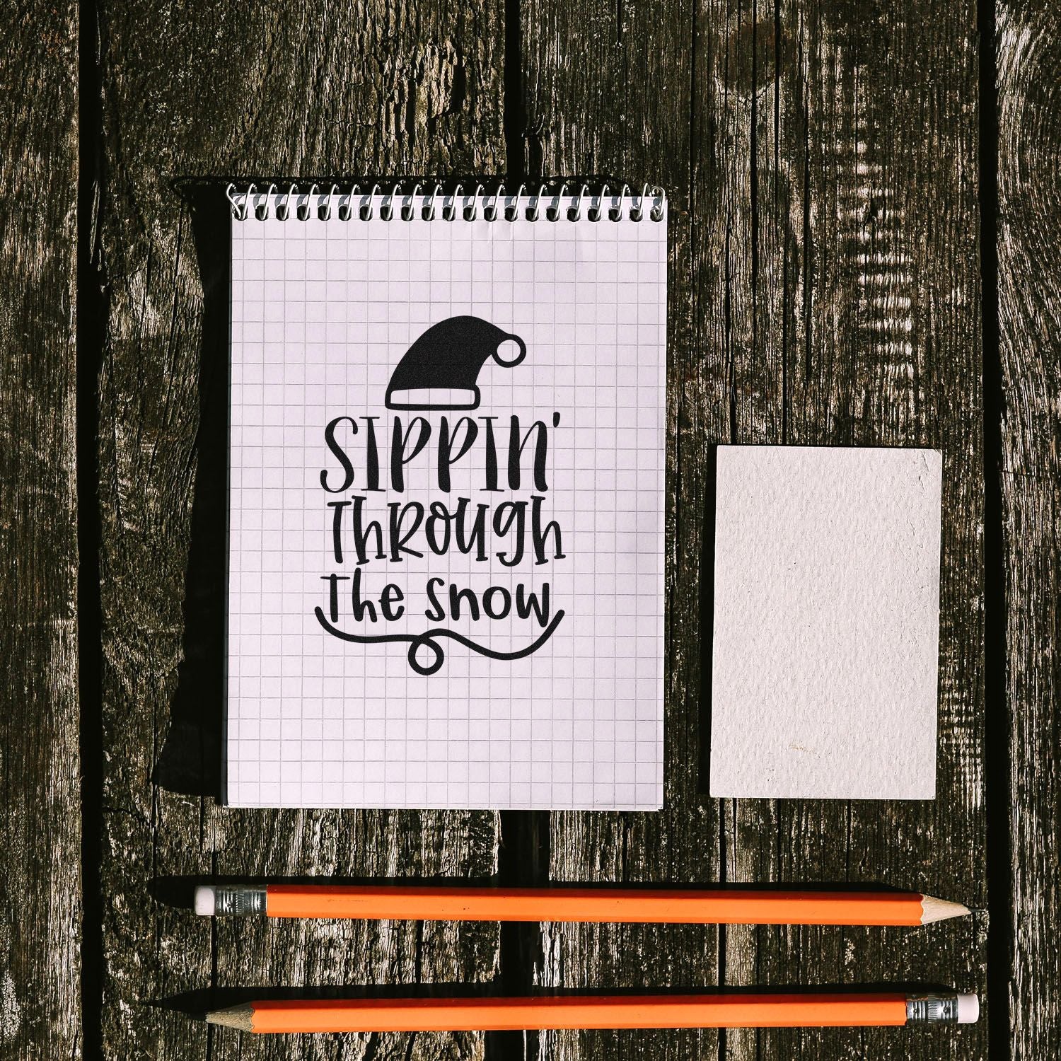 Pre-Inked Sippin Through Snow Party Favor Stamp