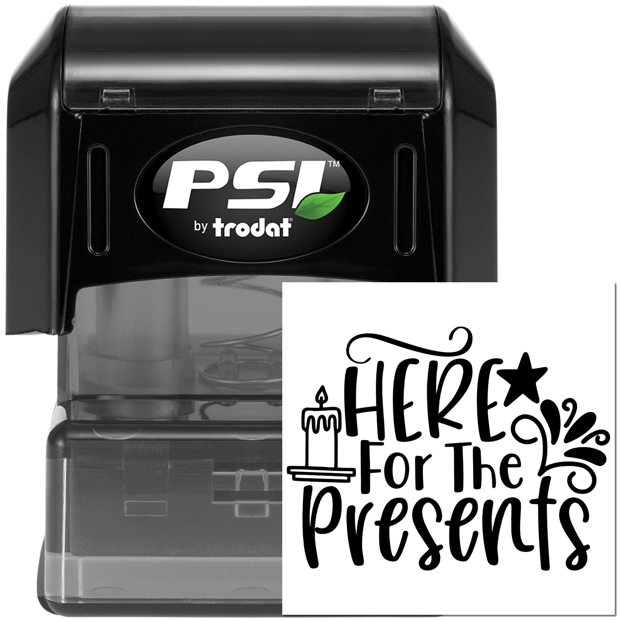 Pre-Inked Here For Presents Craft Stamp