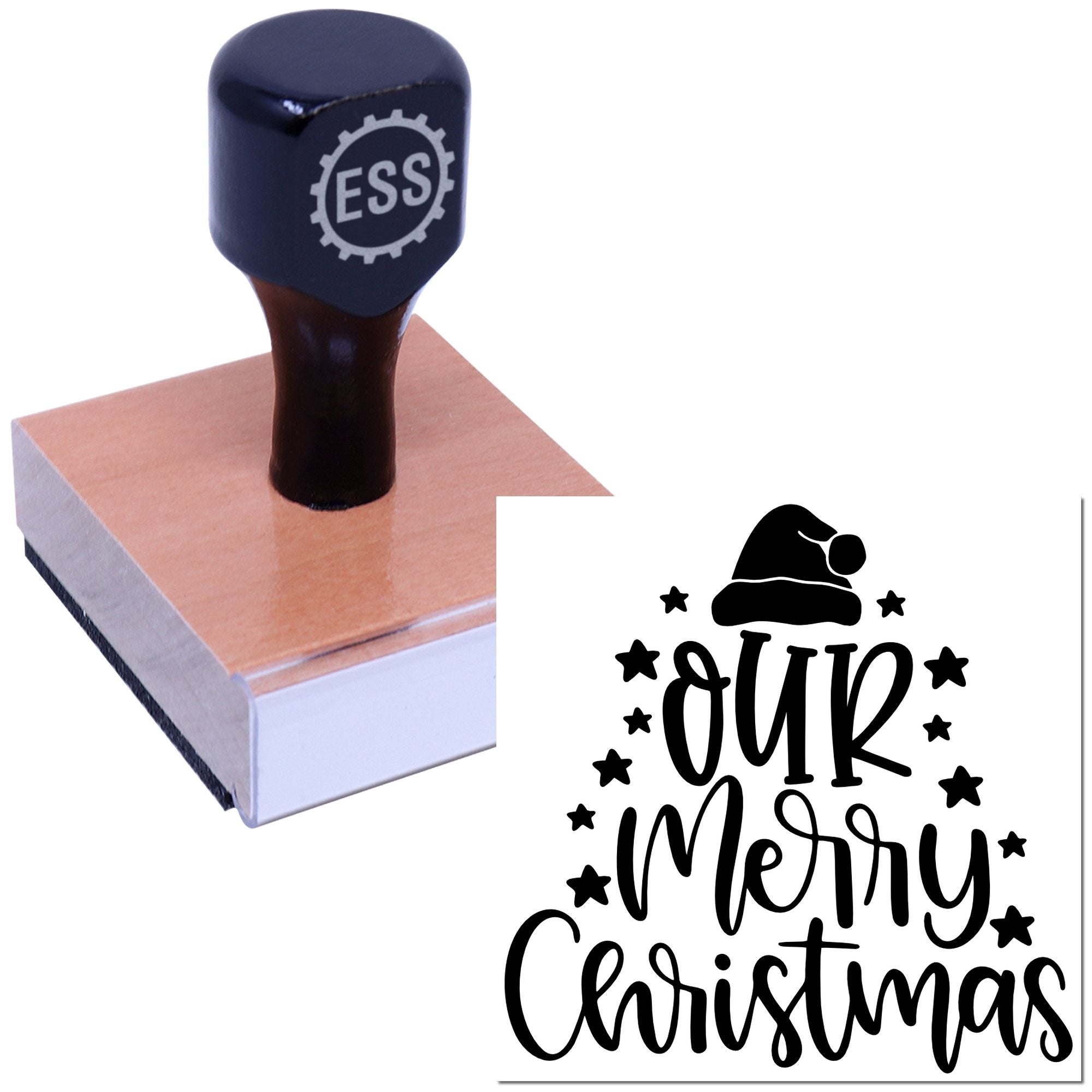 Festive Holiday Typography Card Making Rubber Stamp