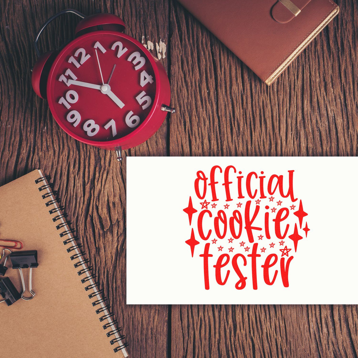 Official Cookie Tester Stars rubber stamp shown in black ink, stamped for projects such as credential album page.