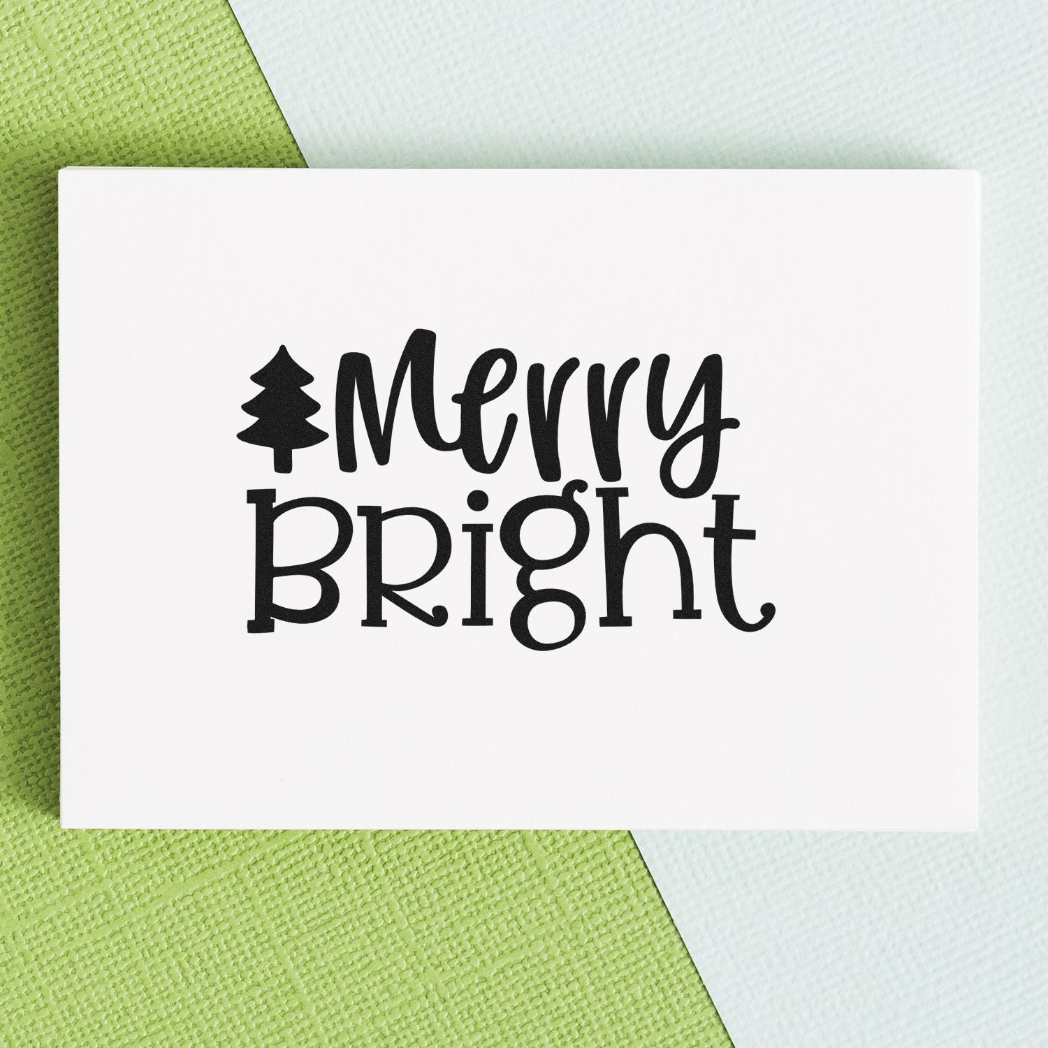 Festive Cheer Typography Note Card Rubber Stamp