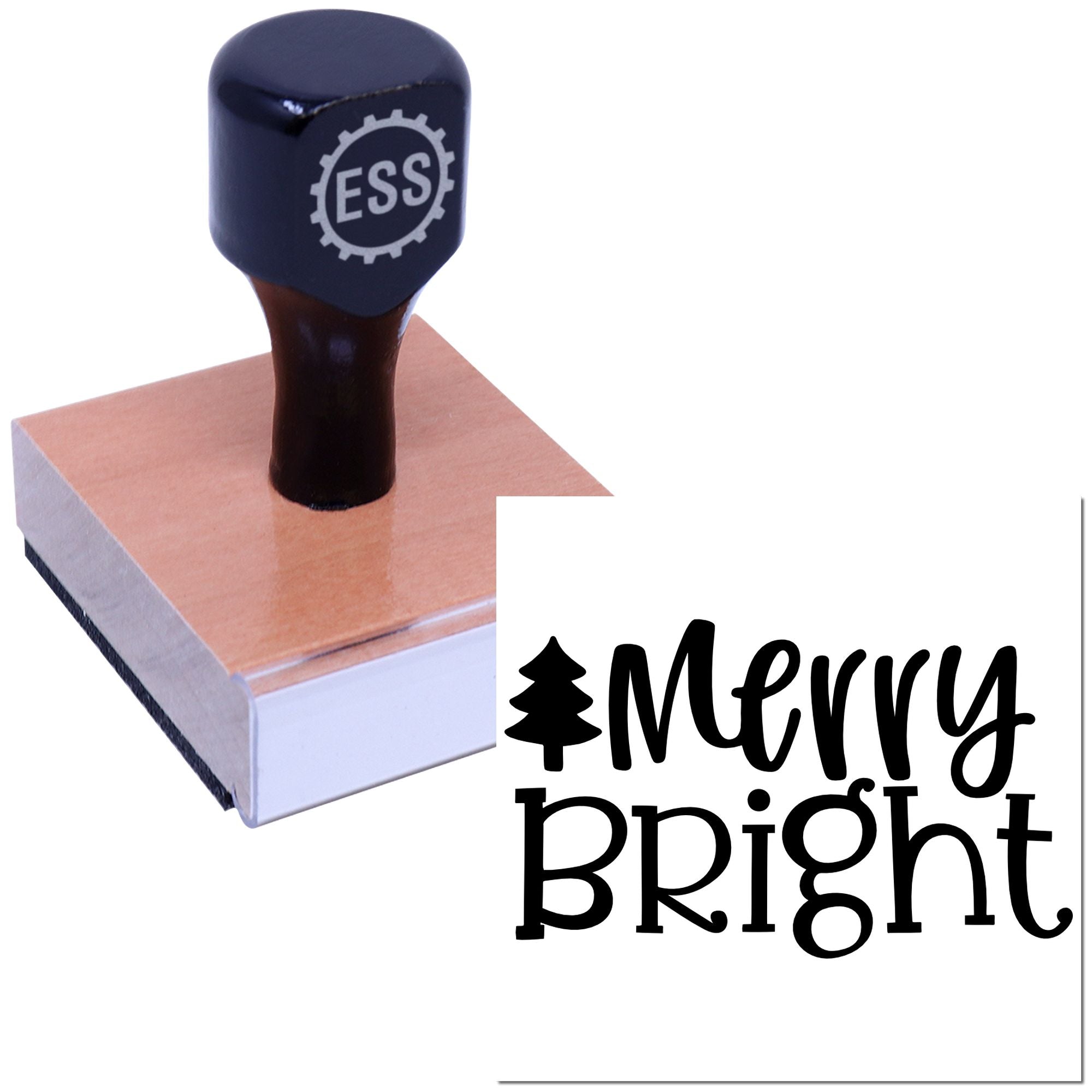 Festive Cheer Typography Note Card Rubber Stamp