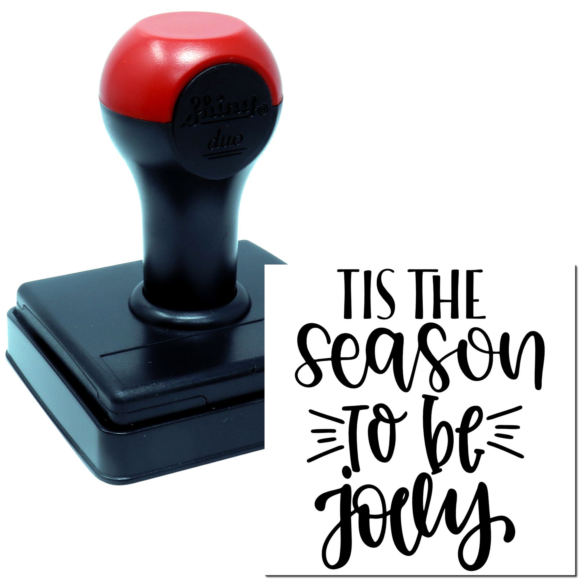 Duo Whimsical Holiday Hand-Lettered Christmas Cheer Hand Stamp