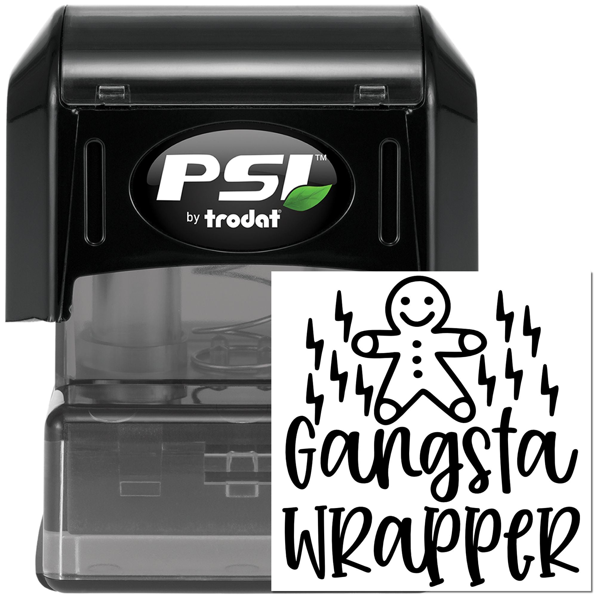 Pre-Inked Gingerbread Gangsta Wrapper Mini Card Stamp