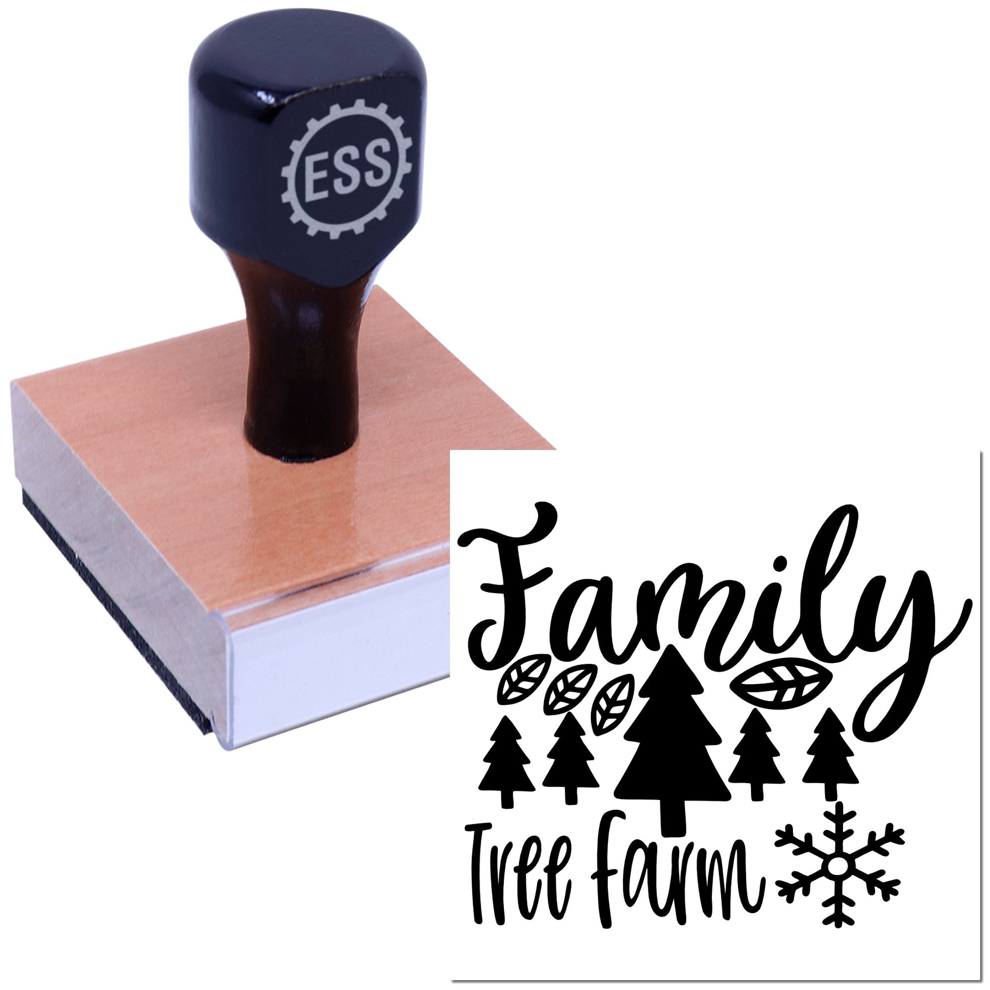 Frosty Family Pines Party Favor Rubber Stamp