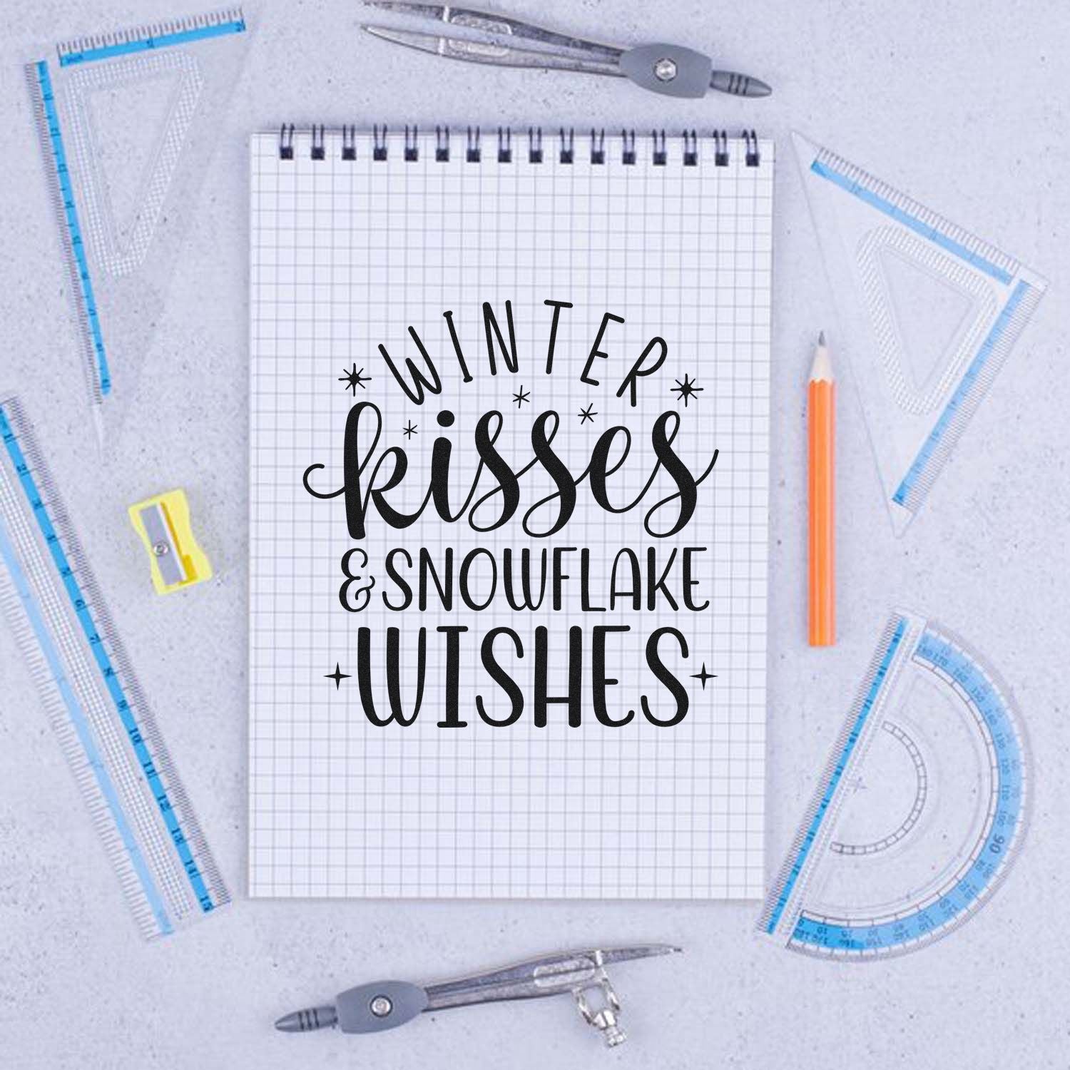 Duo Winter Kisses And Snowflake Wishes Hand Stamp