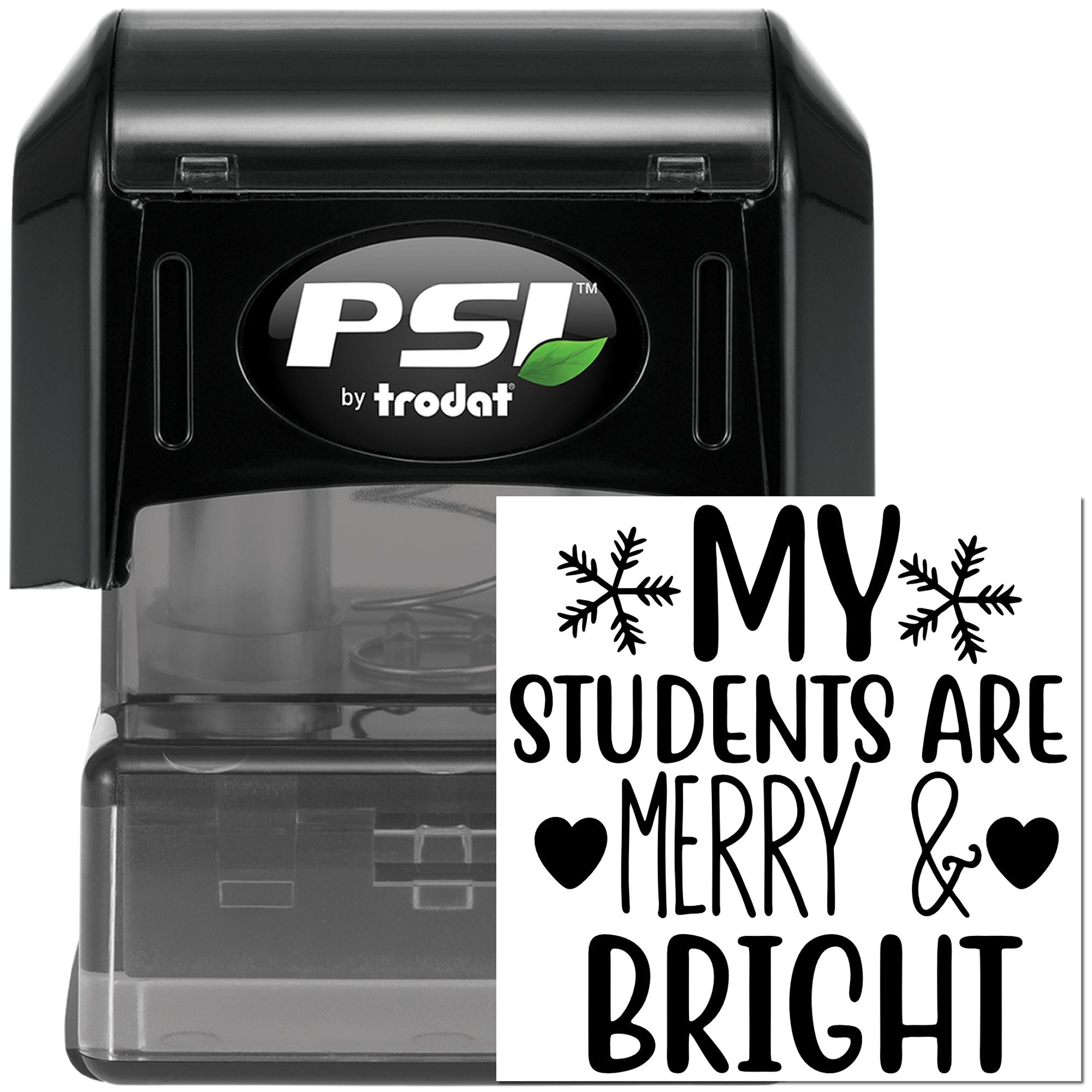 Pre-Inked Merry Bright Students Favor Tag Stamp