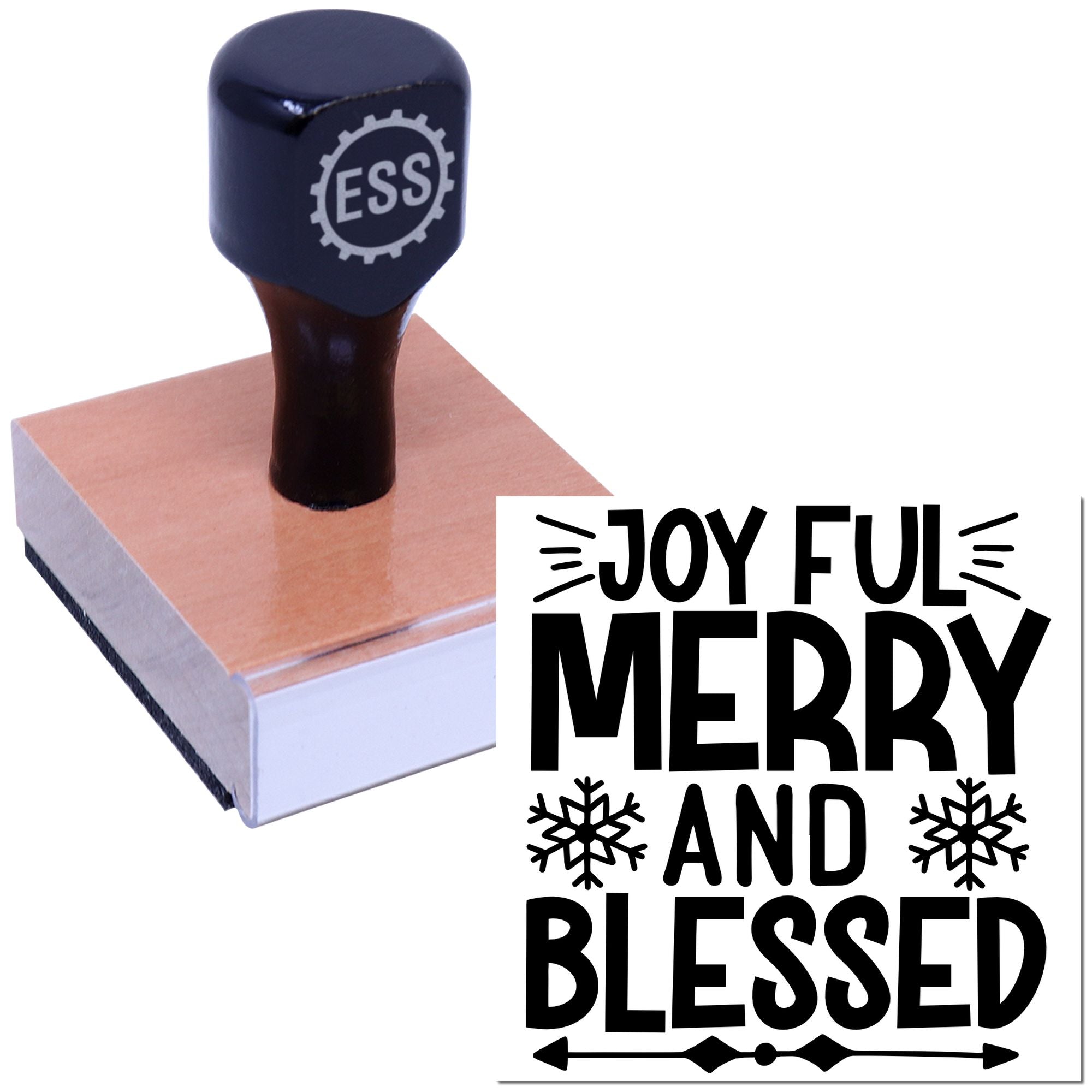 Festive Merry Blessings Card Rubber Stamp