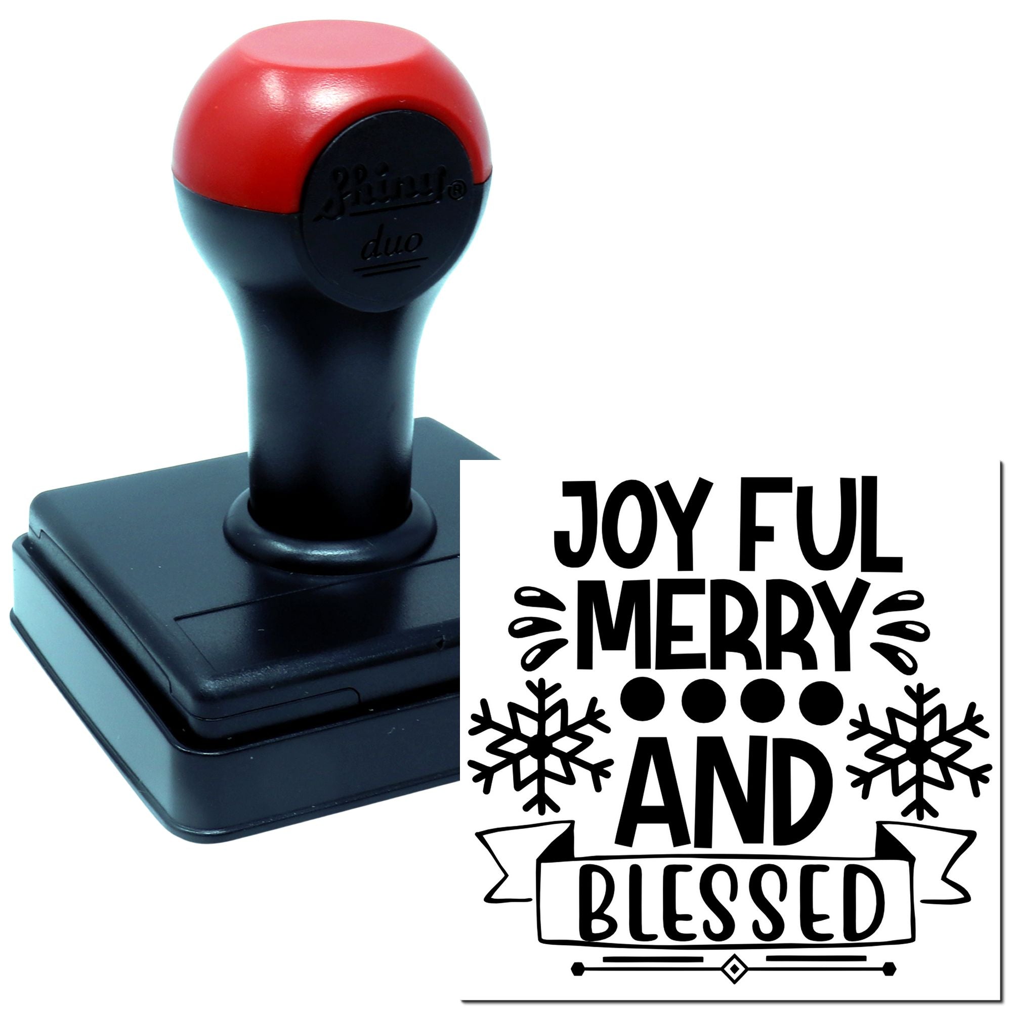 Duo Joyful Merry And Blessed Holiday Design Hand Stamp