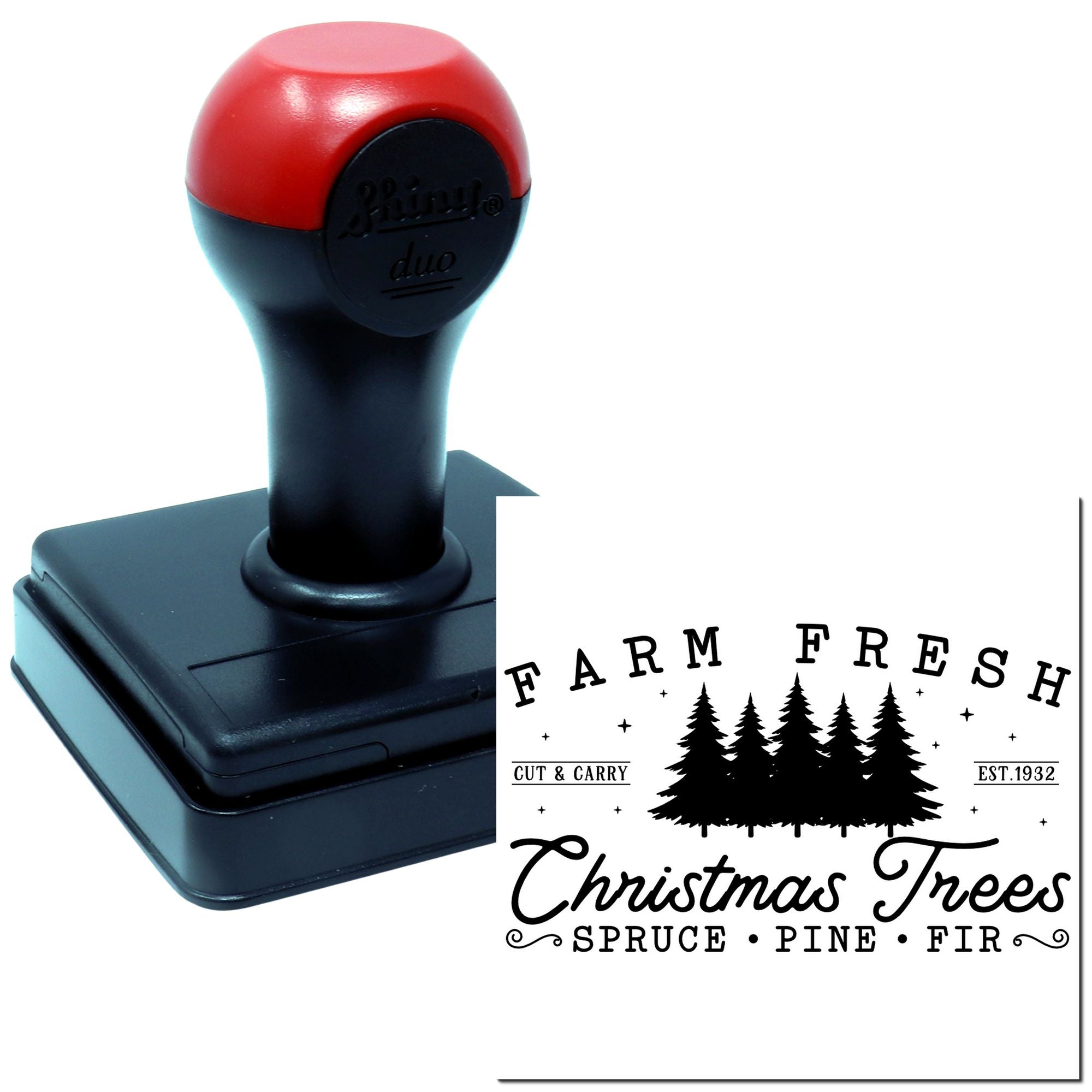 Duo Farm Fresh Christmas Tree Market Hand Stamp